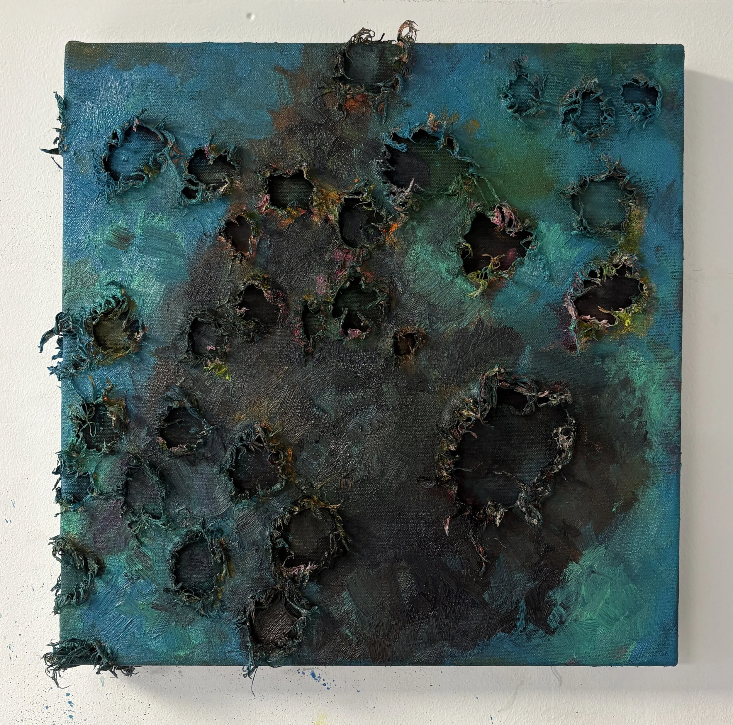   Cupro , 2025, Ink, acrylic and oil on canvas, 40cm x 40cm. 