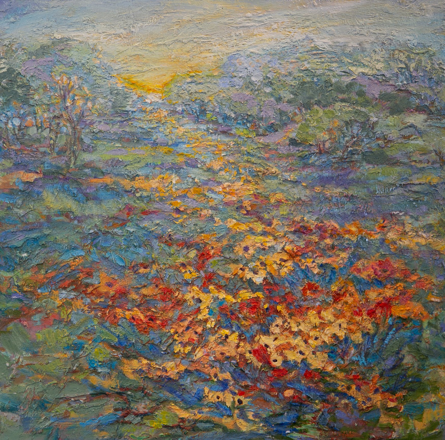   Take Time to See the Flowers   Oil on canvas  30” x 30”   