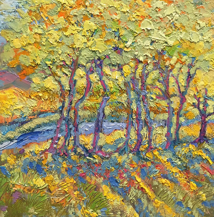   Ten Trees lll   Oil on canvas  11” x 11” 