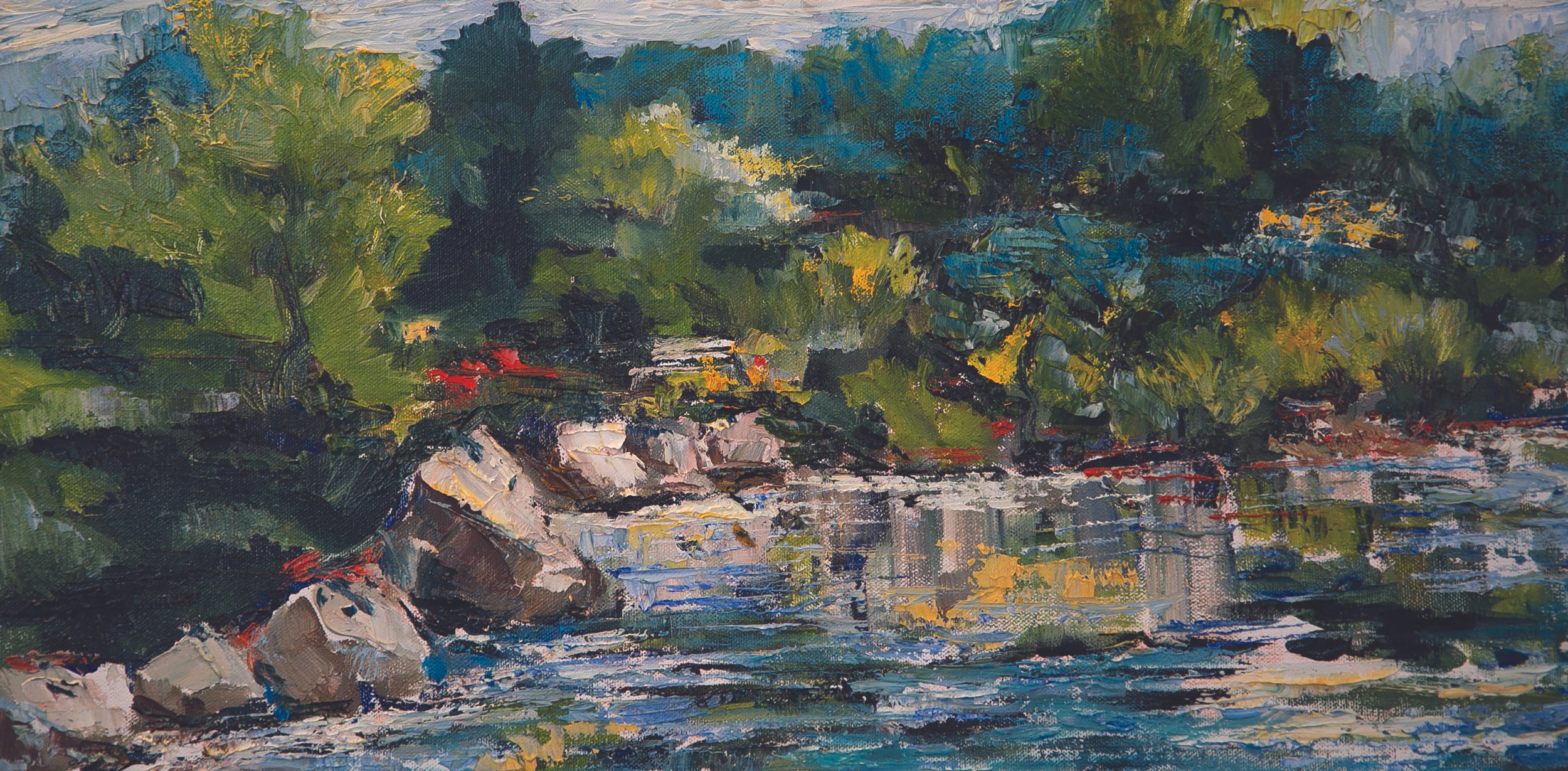   At the Park   Oil on canvas  12” x 24” 