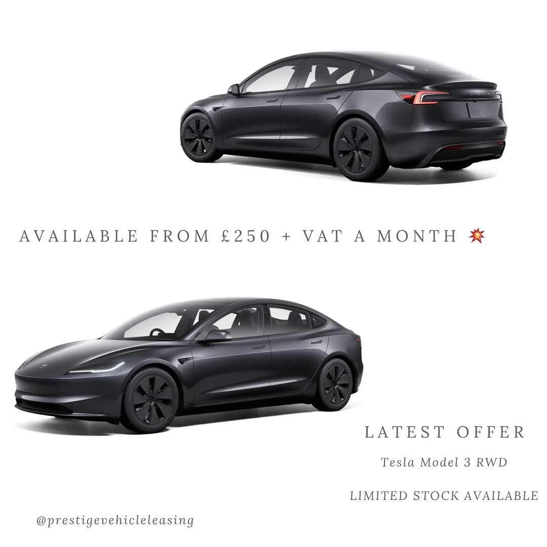 This one&rsquo;s going to fly... ✈️

Tesla Model 3 RWD - Contract Hire Deal (Unbelievable value)

Available to Personal &amp; Business Contract Hire Customers with Rentals starting from &pound;250 + VAT 💥

Here&rsquo;s an example quote:

Initial Ren