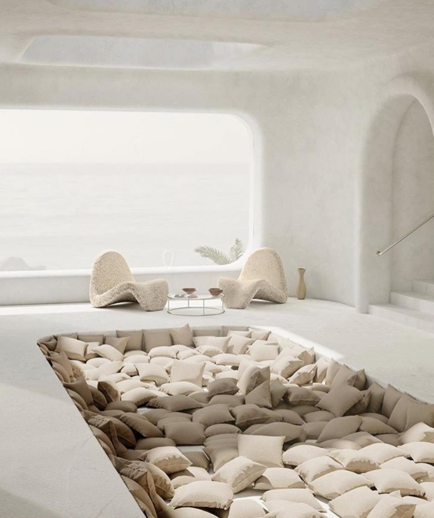 TGIF!🤍 If only I could spend my weekend in a a sunken pit of pillows☁️ Instead I will be chasing around a toddler. What do your weekend plans look like? And happy Friday!

#interiors #sunkenlivingroom #pillowpit #creaminteriors #tgif #interiordesign