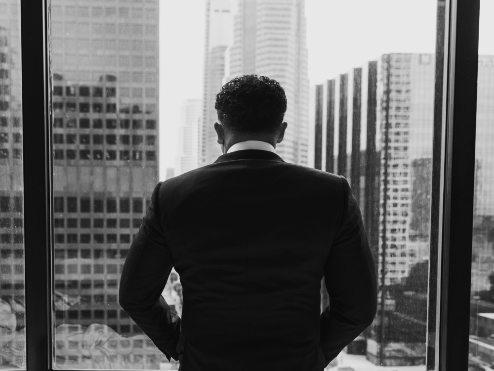 Issuer overlooking high rise buildings