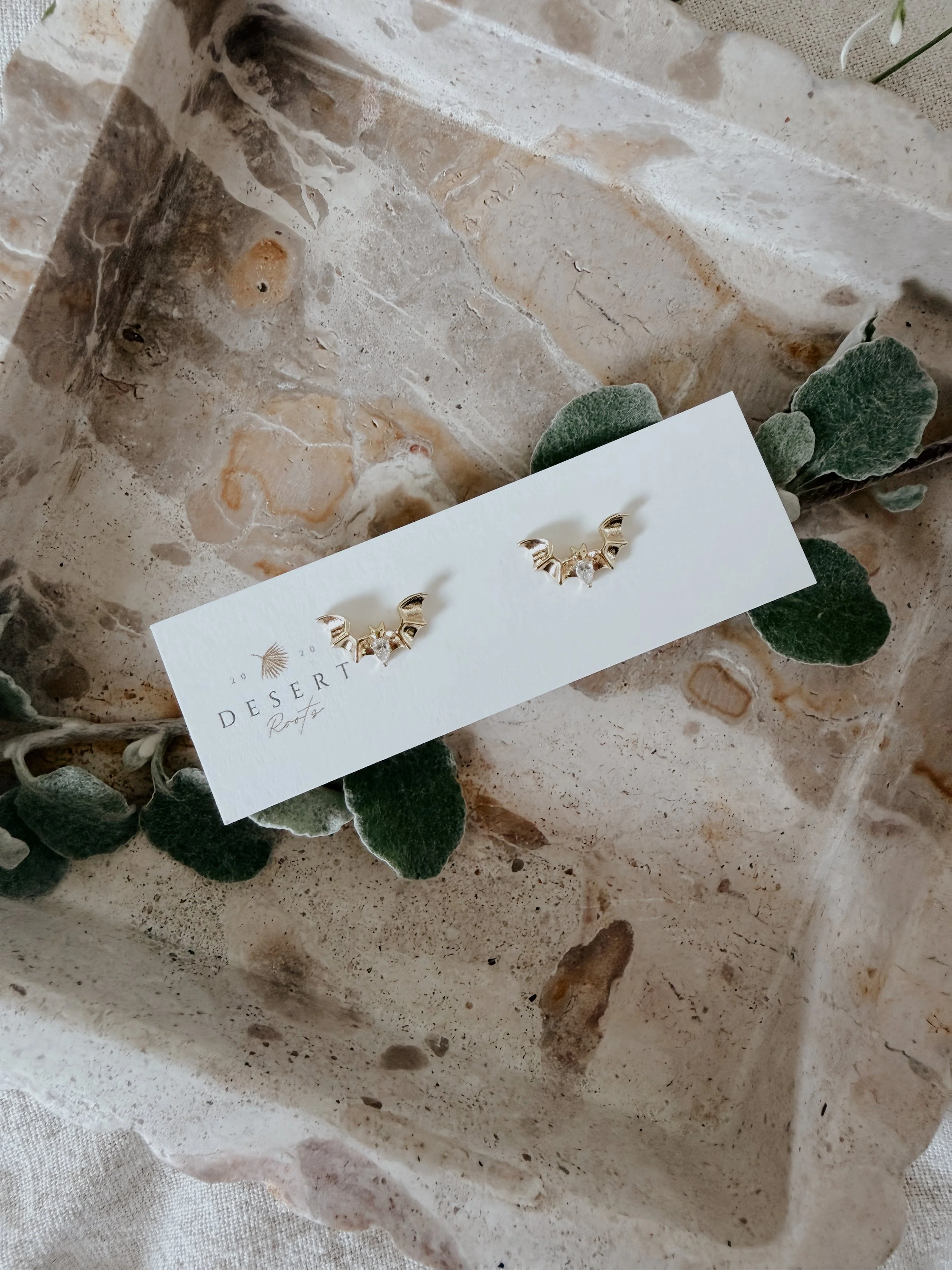 Gold Bat Earrings