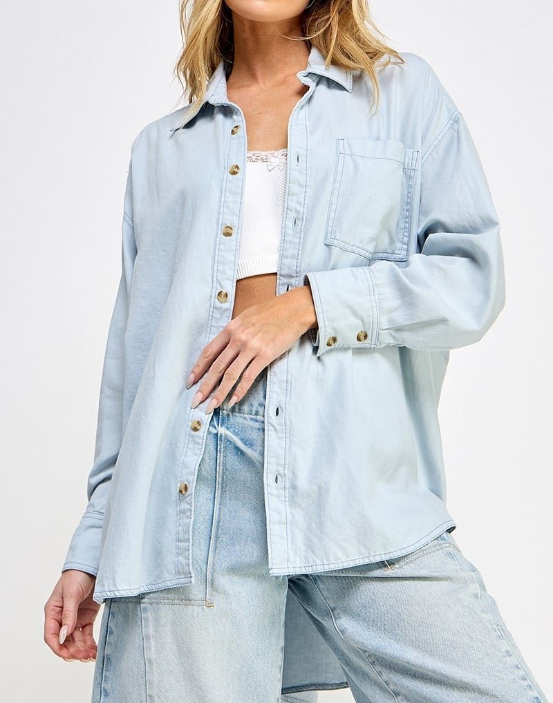 Oversized Blue Button Down Boyfriend Shirt