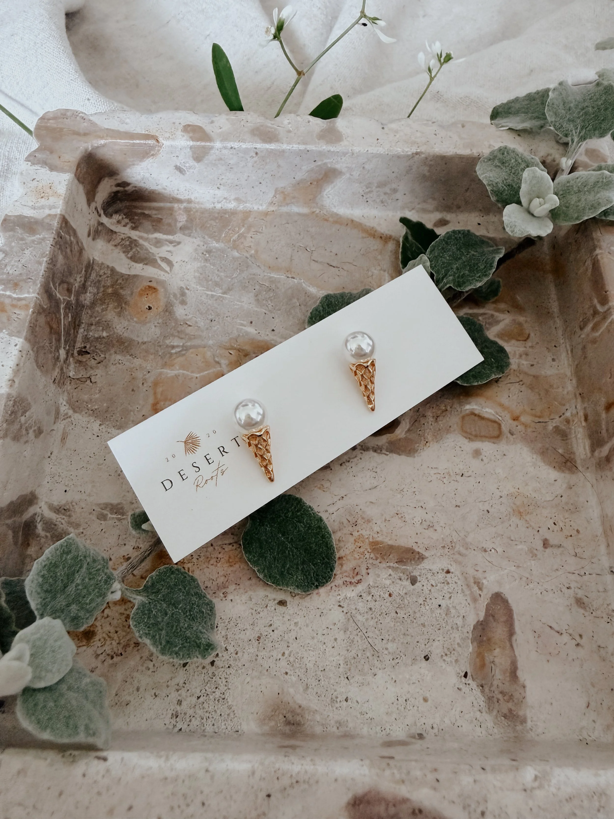 Pearl Ice Cream Cone Stud Earrings