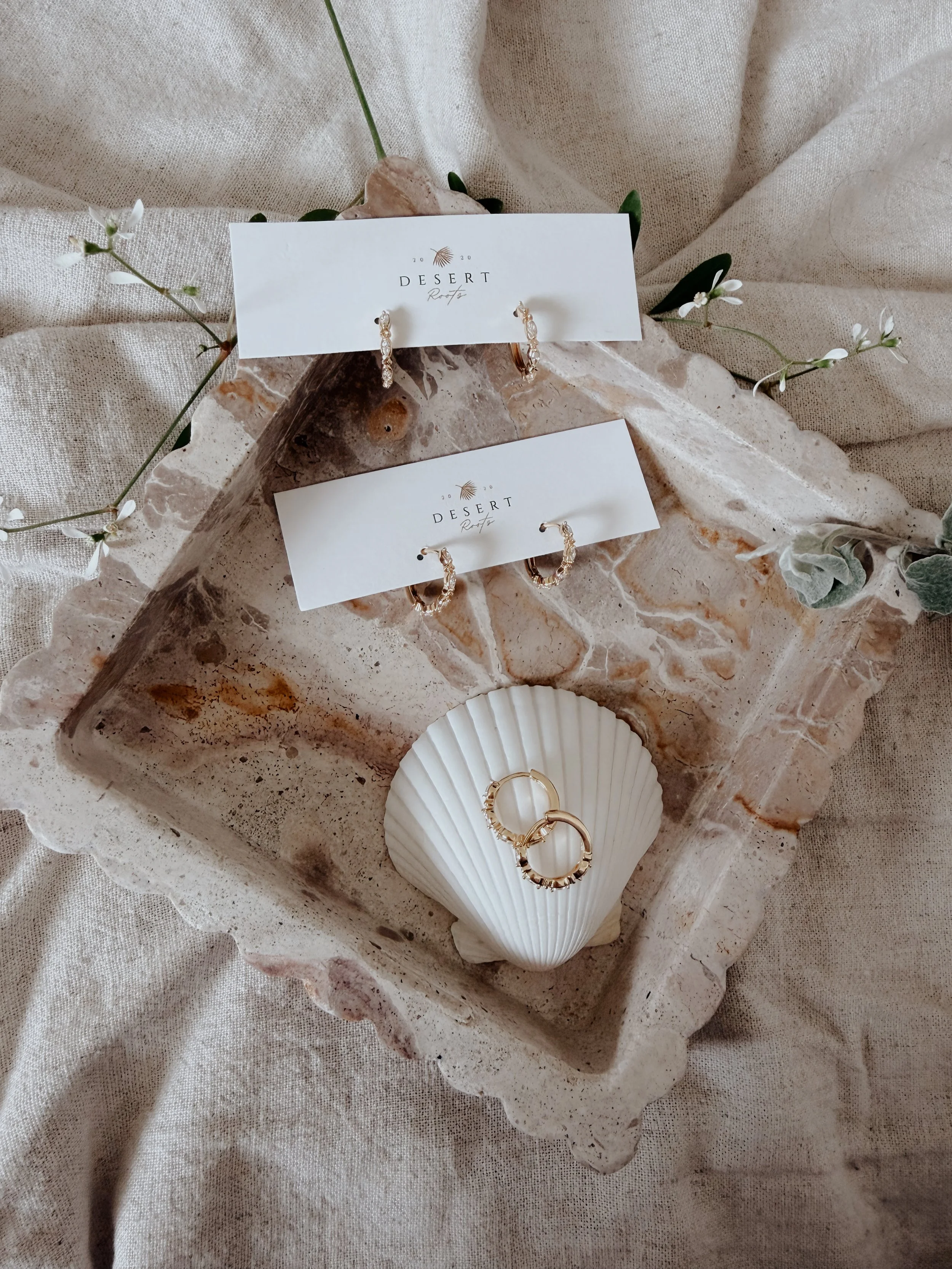 Gold Marquise Huggie Hoops