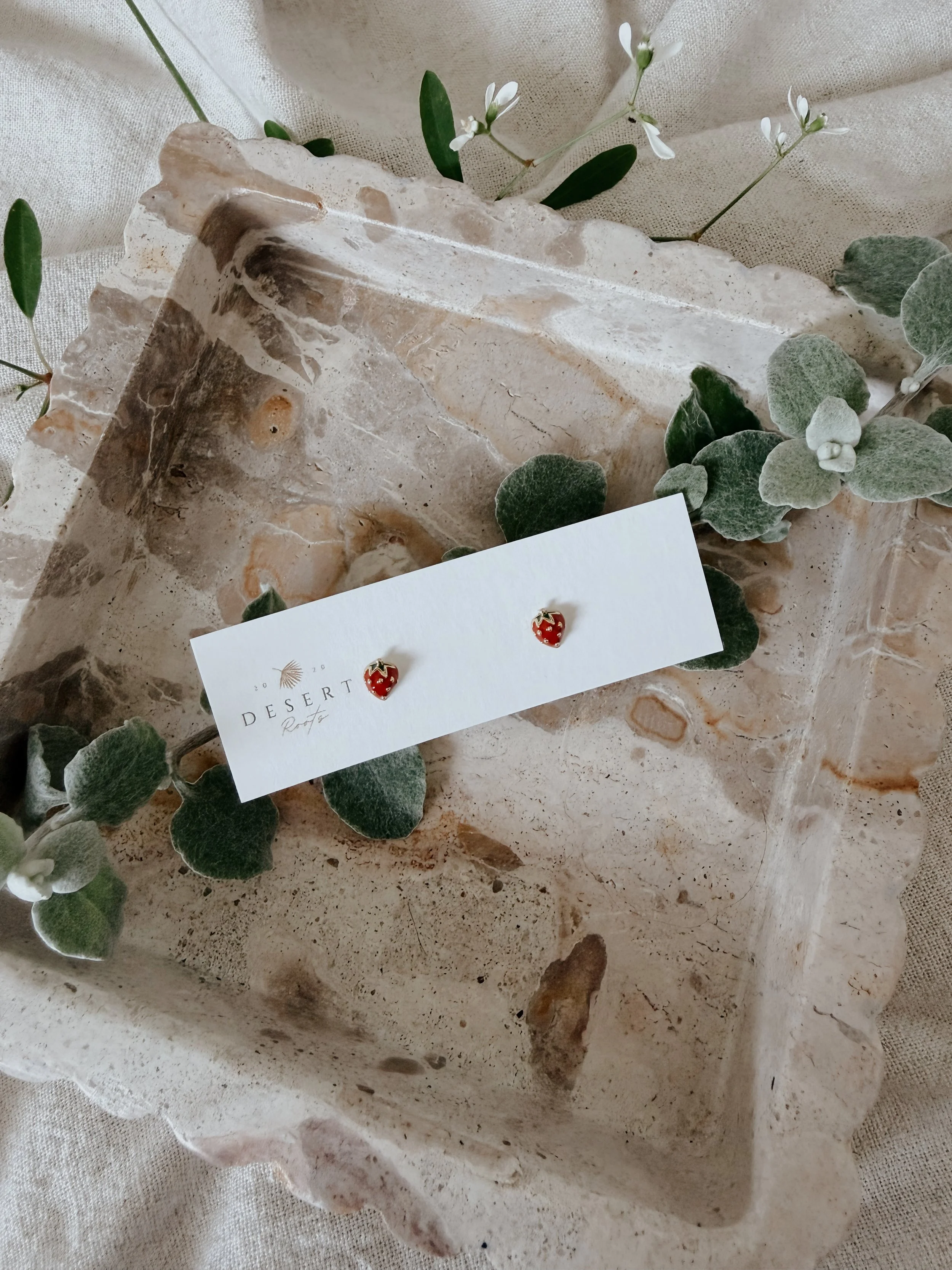 Dainty Strawberry Stud Earrings