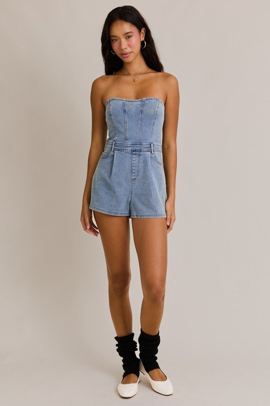 Denim Tube Romper