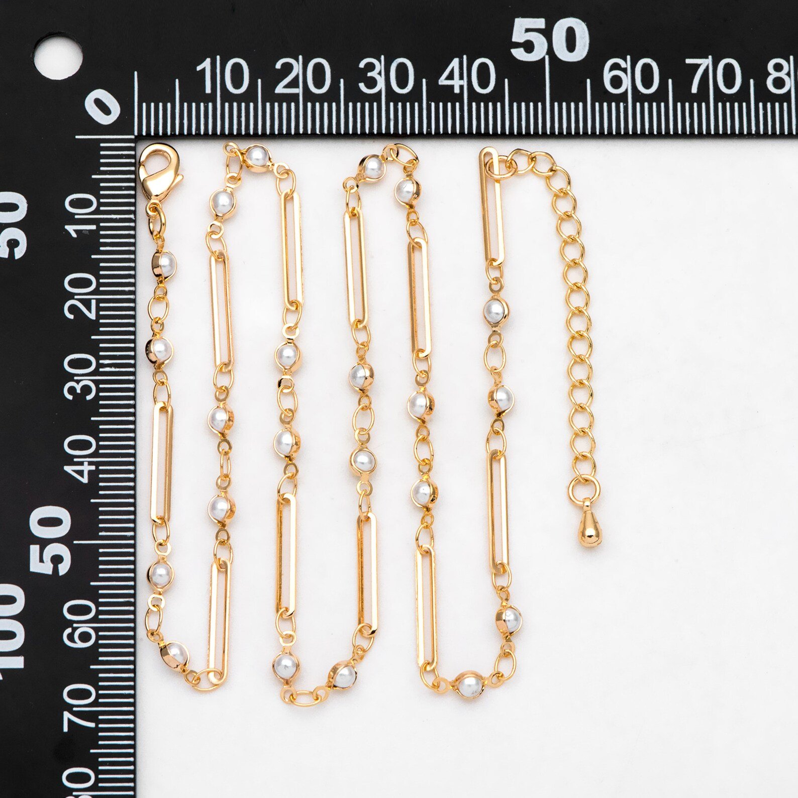 Gold Pearl Paperclip Necklace