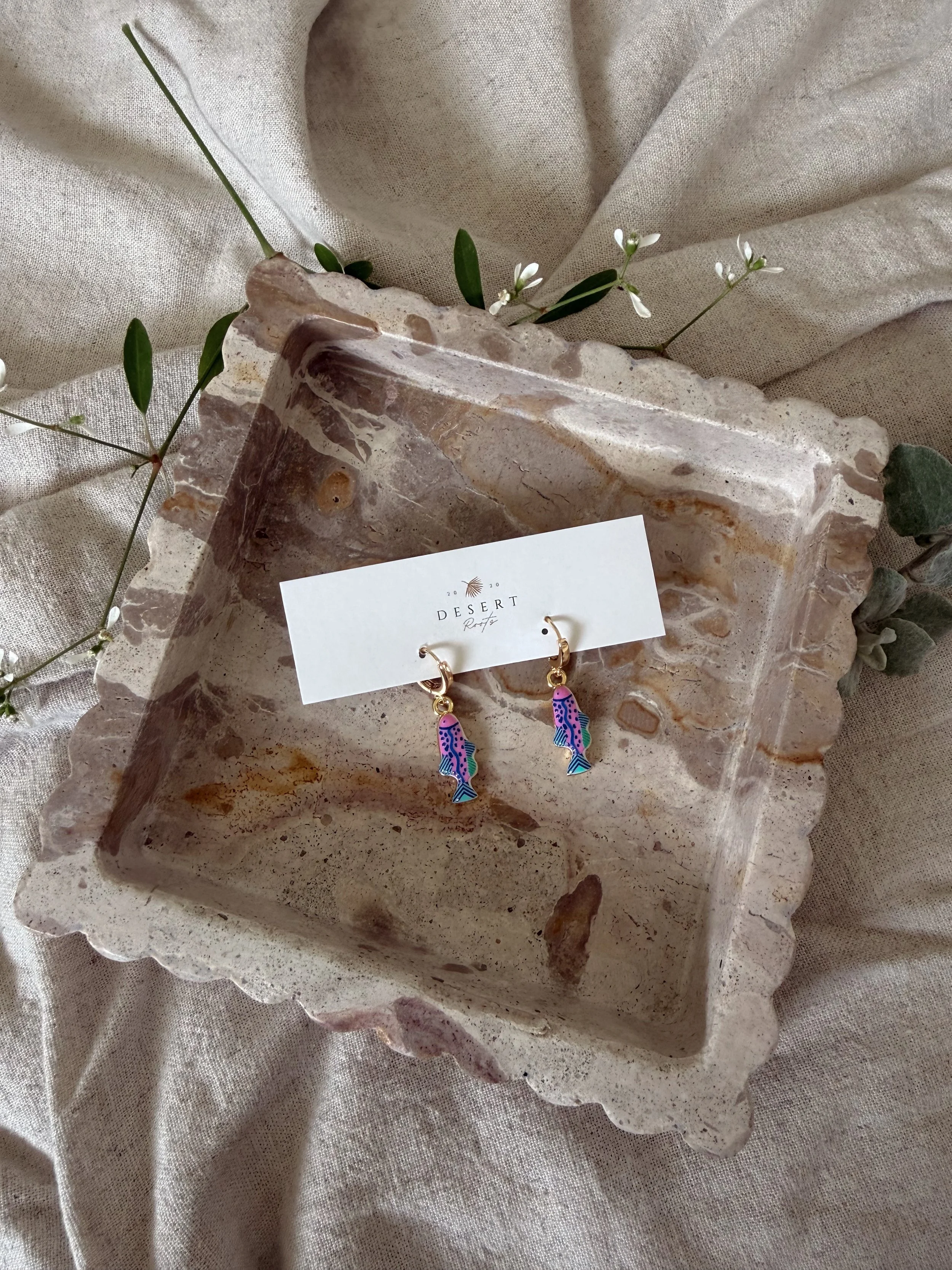 Purple Fish Huggie Hoops