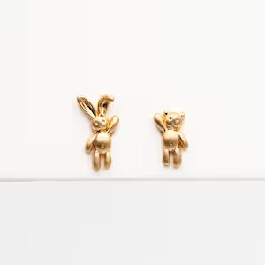 Gold Rabbit and Bear Studs