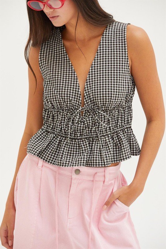 Black + White Gingham Tank