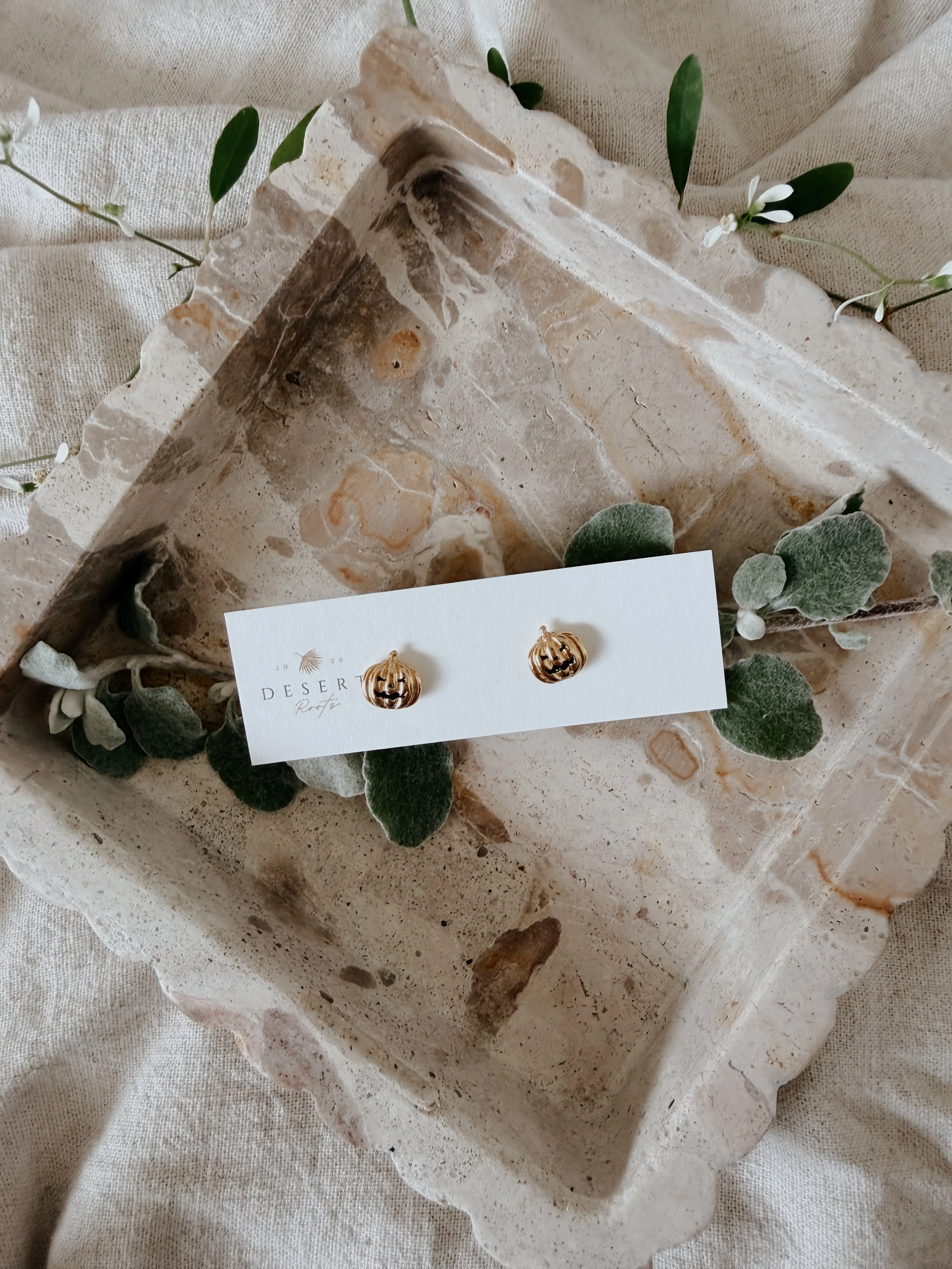 Gold Jack-o-Lantern Earrings