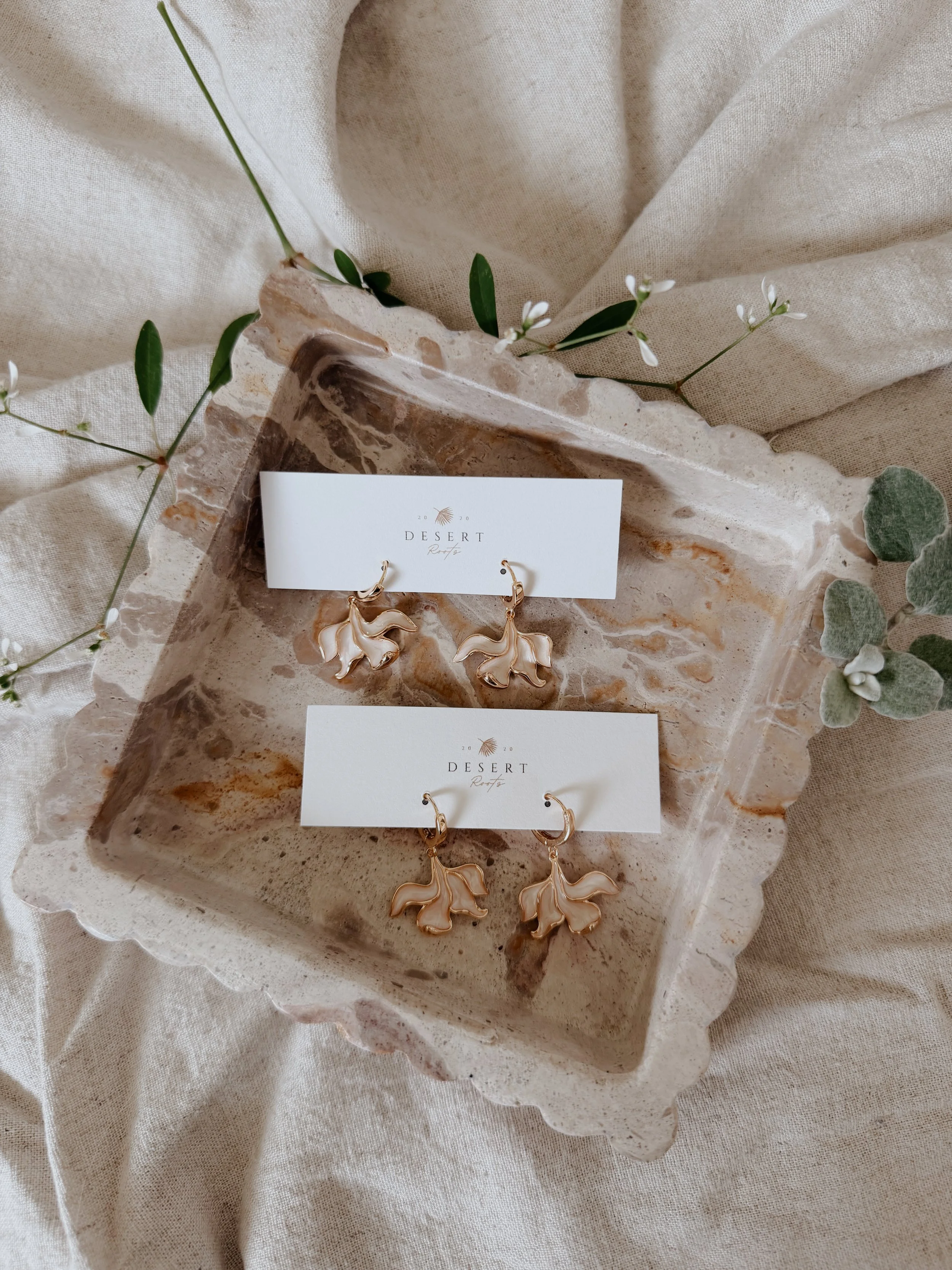 Aniya Pearl Pink Leaf Earrings