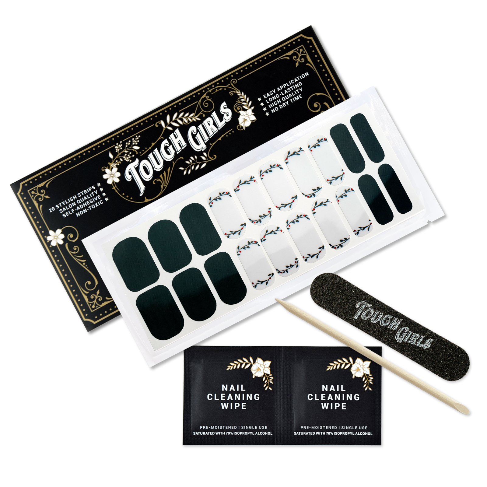 TOUGH GIRLS NAIL STRIPS_Green Holly and Red Foiled Berries.jpg