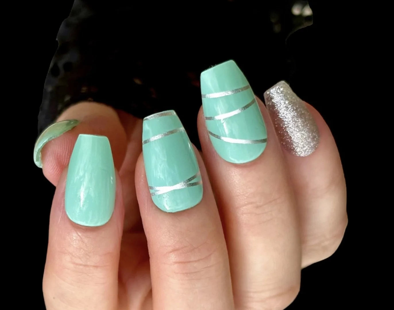 teal green nail designs