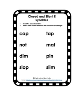Closed &amp; Silent E Syllables 