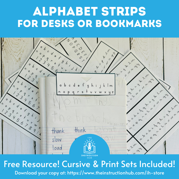 Alphabet Strip Bookmarks and Desk Tags
