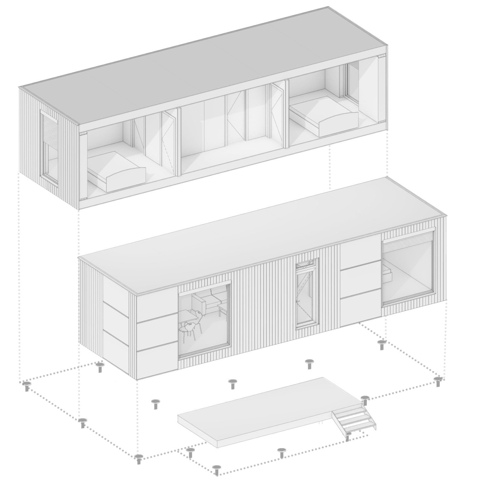 Foundation-Free Modular Homes, Turnkey Prefabricated Houses,  Zero Site Work Construction