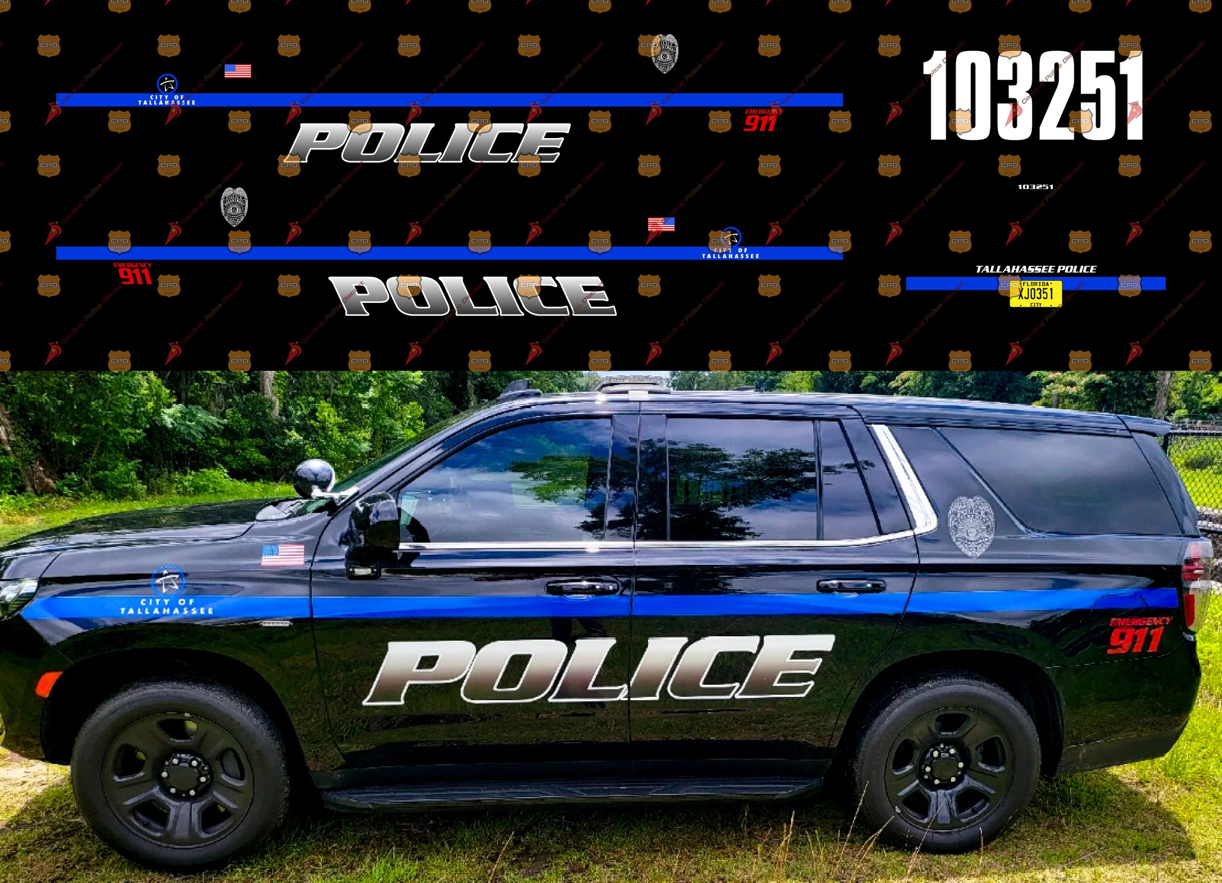 Police Car Graphics Kit, Featuring the “Swoosh” Design