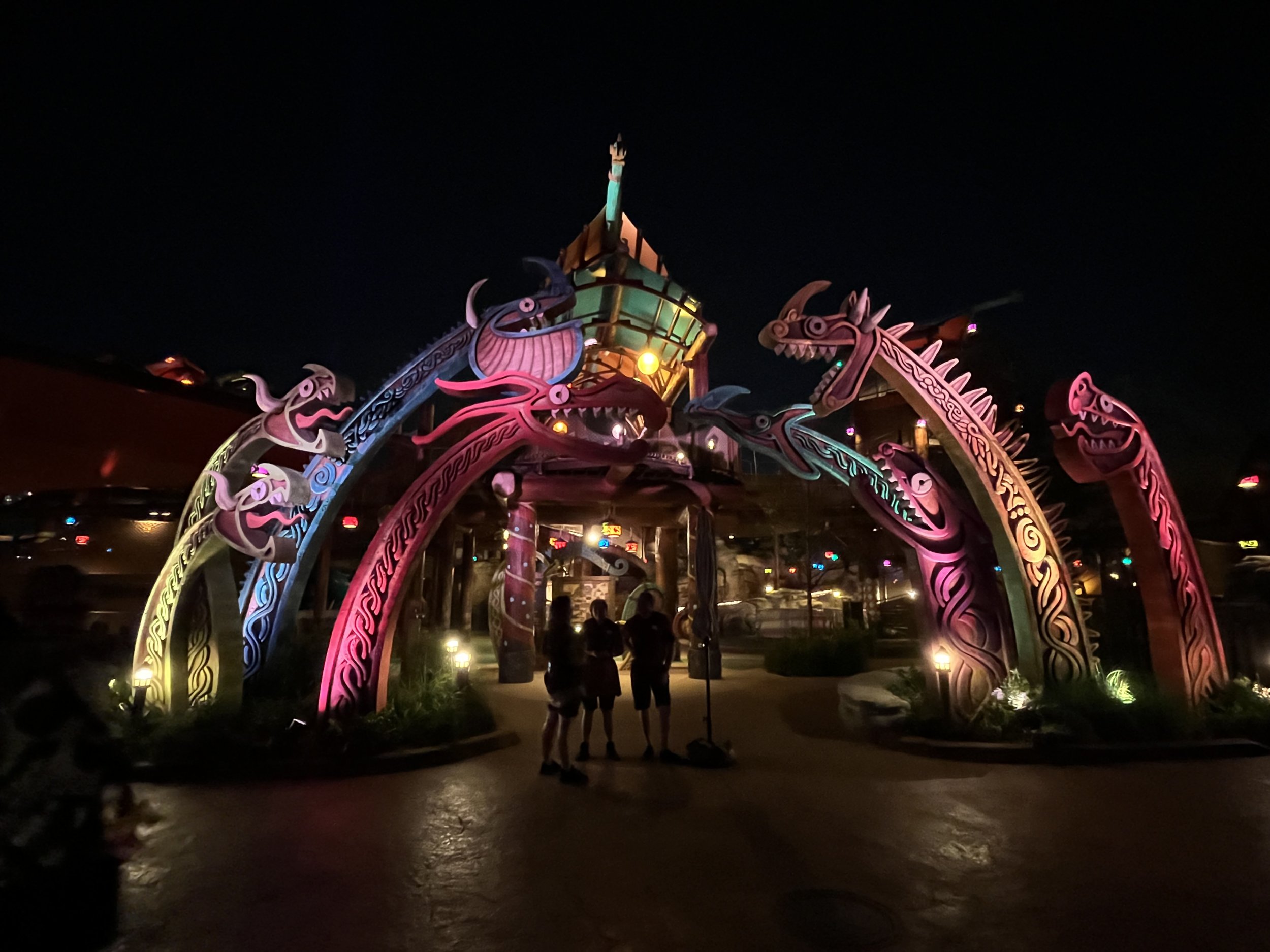 Viking Training Camp - Entrance at Nighttime - Isle of Berk at Universal's Epic Universe