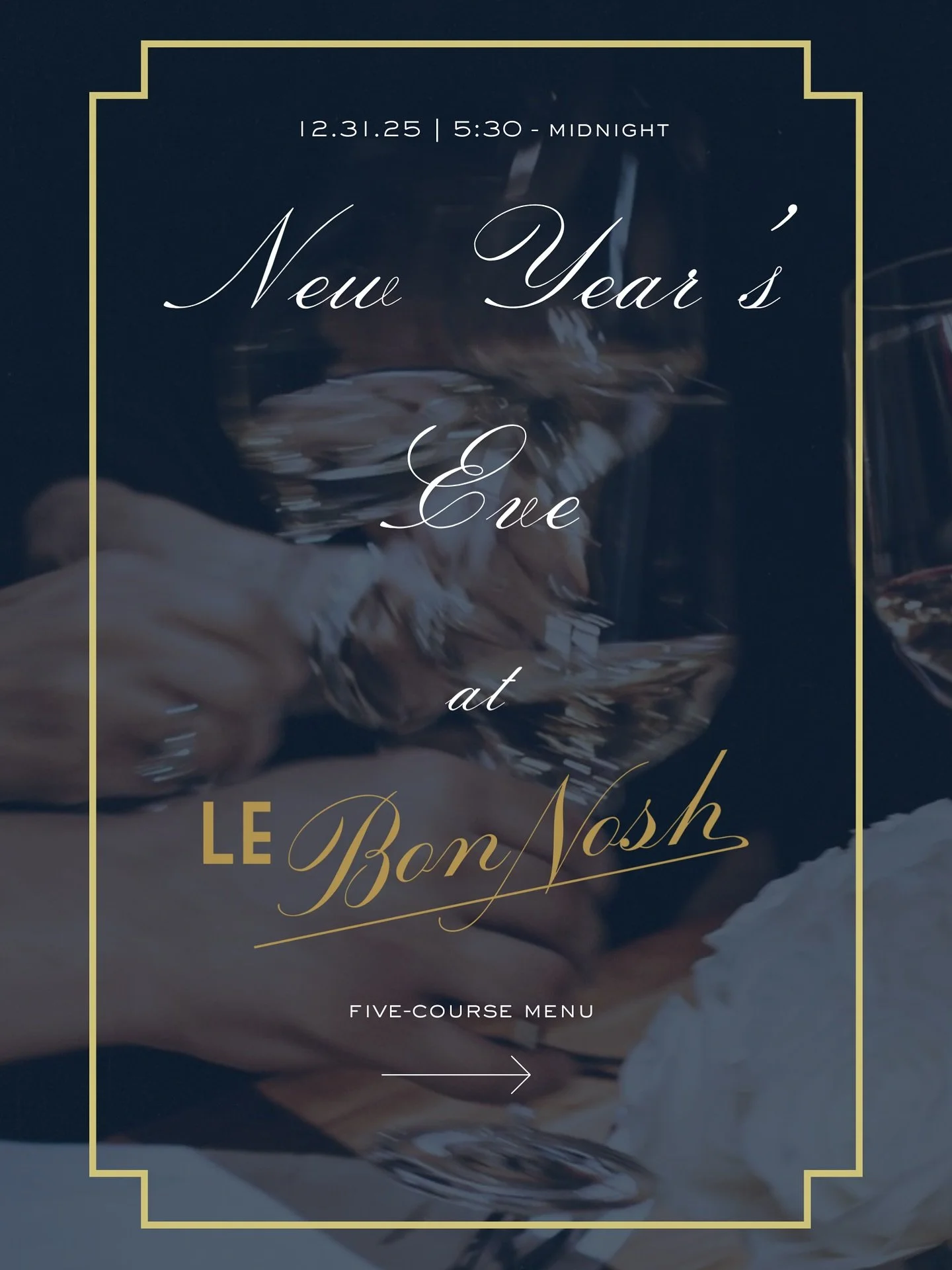 A beautiful way to close the year and welcome the next. 

✨ Join us on the 31st as we celebrate with a five-course dinner, live music, tarot readings, and a champagne toast at midnight! ✨

$130 per person 
Seatings begin at 5:30 

Full event details 