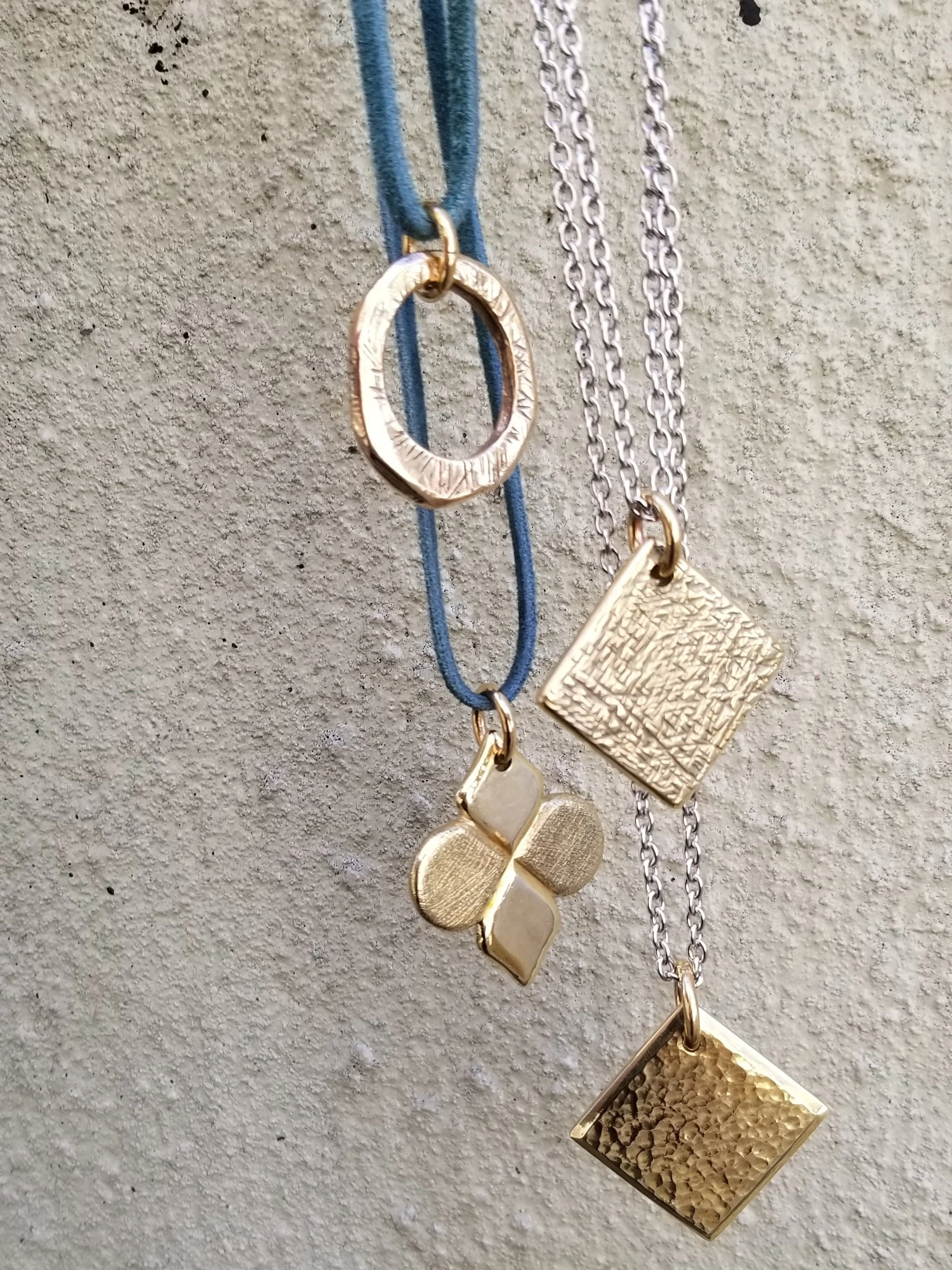 Carved Brass/ Bronze Pendant Necklaces