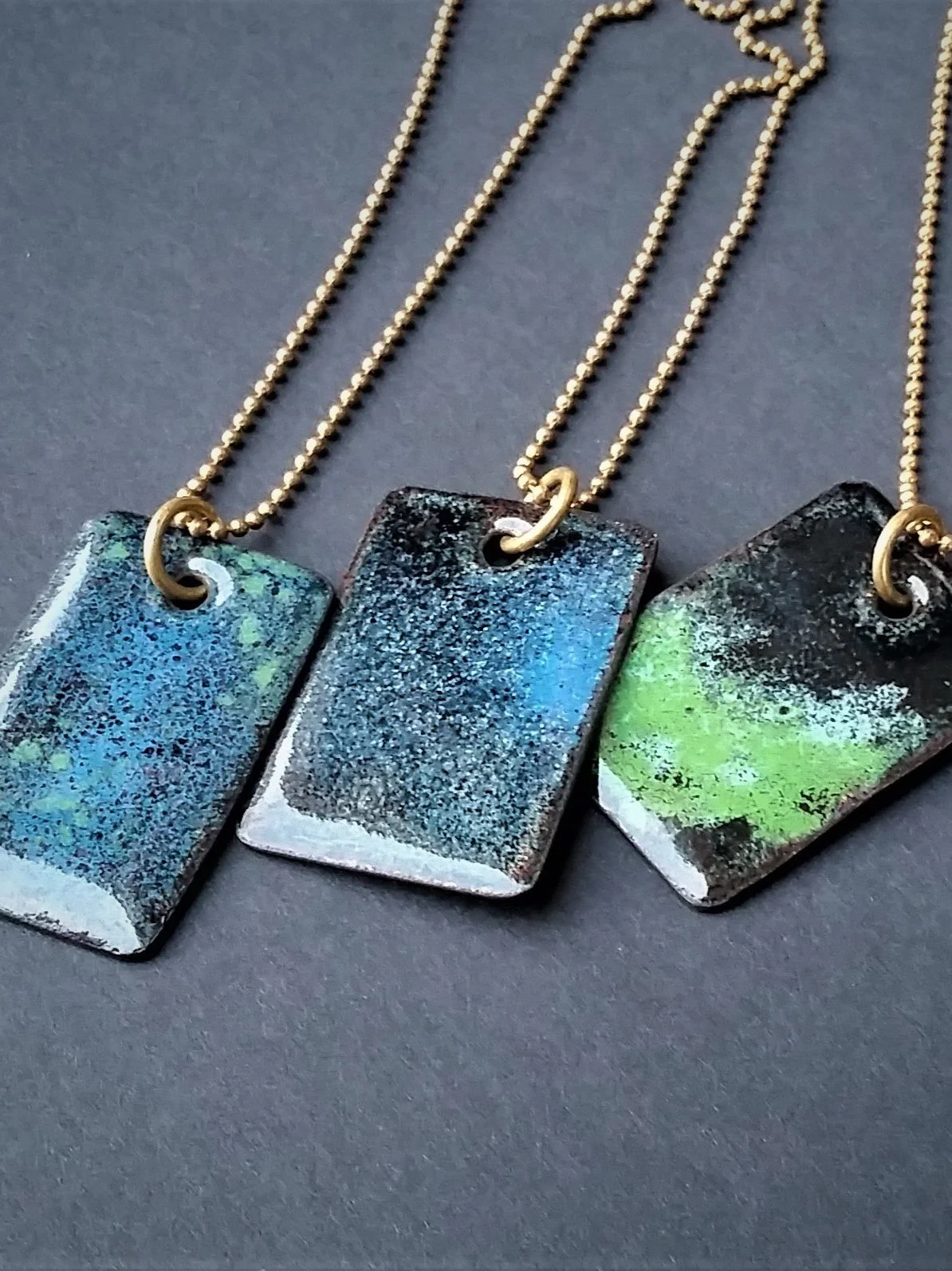 Vitreous Enamel Tag Necklaces