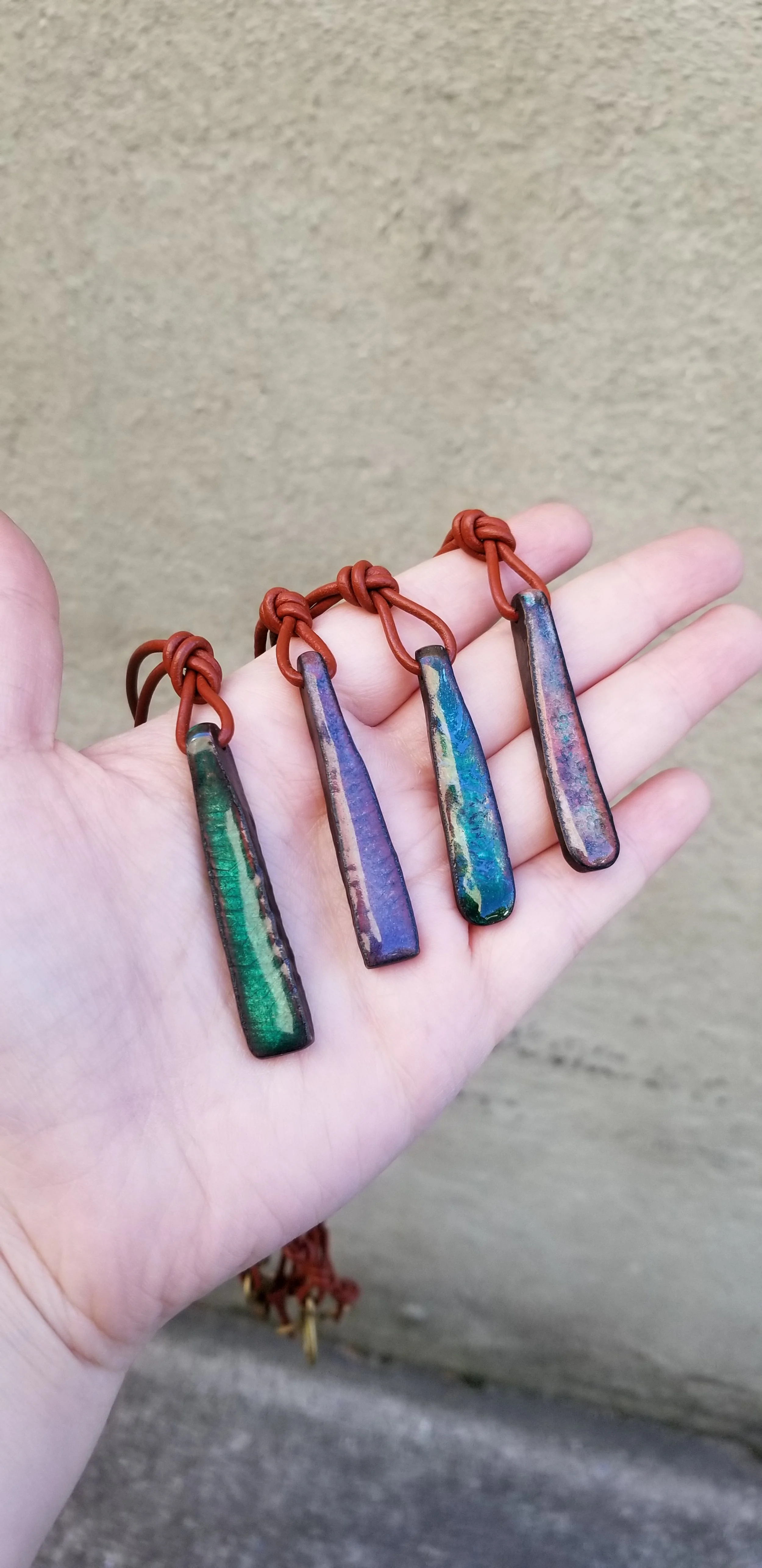 Vitreous Enamel 
Drop Necklaces