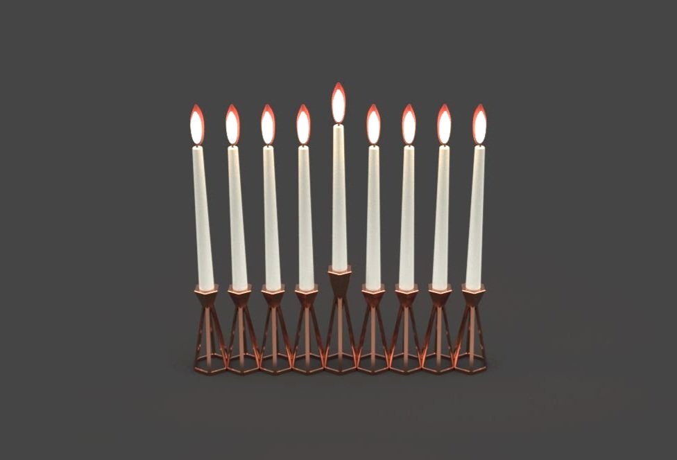 Lit Menorah- 8th night