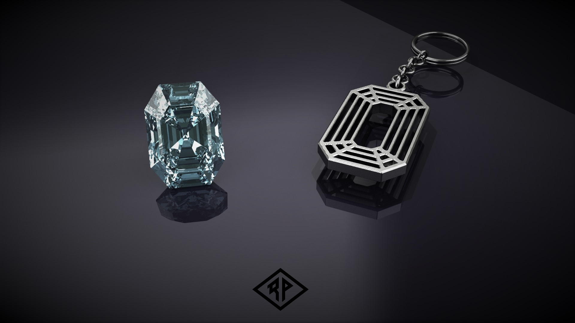 Emerald Cut Steel Keychain -Make100 