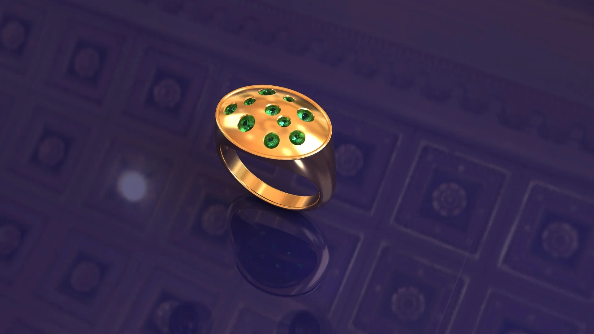 Oval Signet with Flush set stones