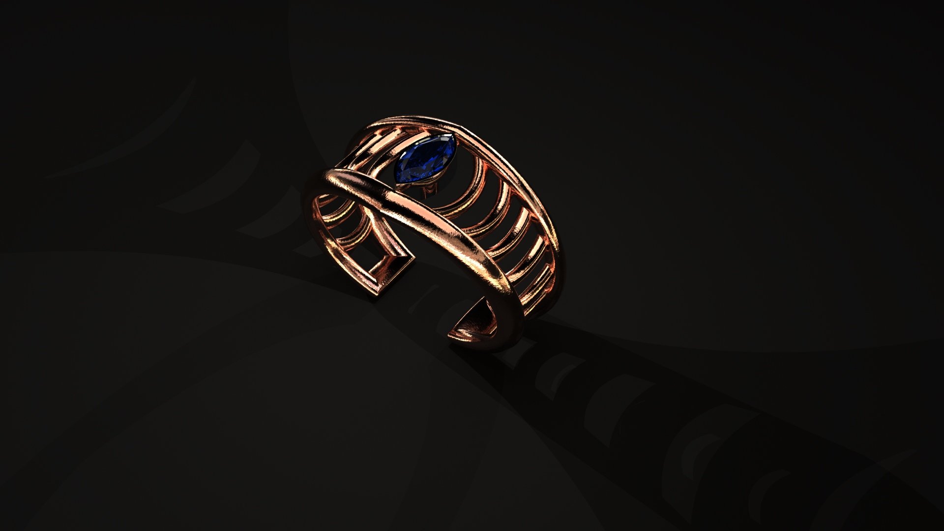Rose Gold Cuff Bracelet with Sapphire