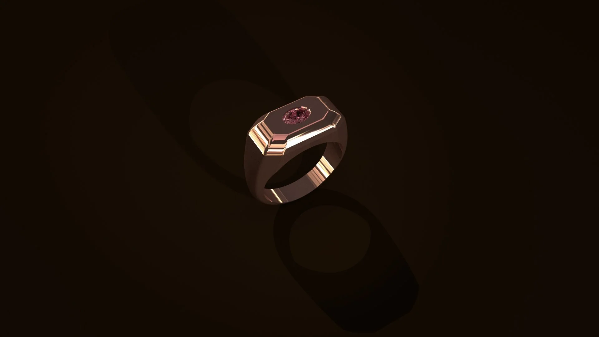Angular Signet with Pink Diamond