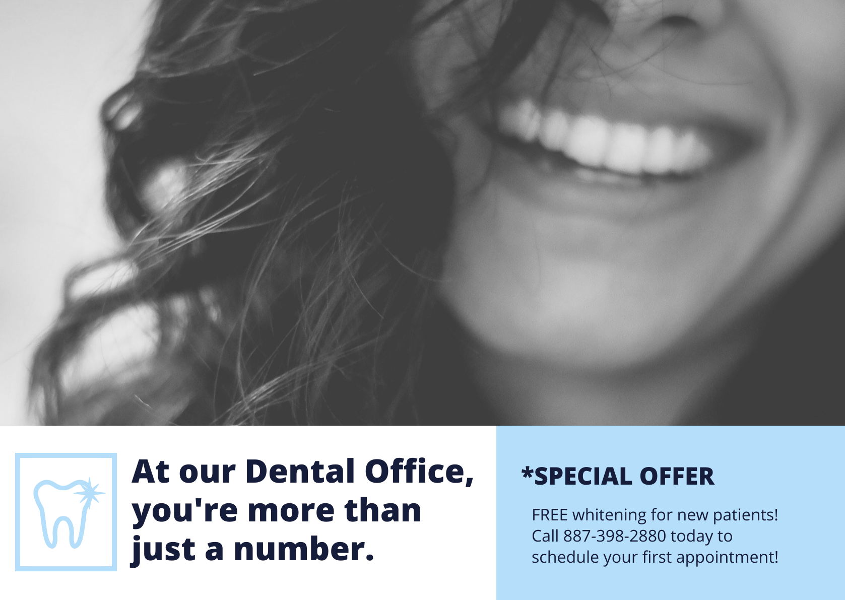 Light Blue Smiling People Dentist Direct Mail Postcard.png