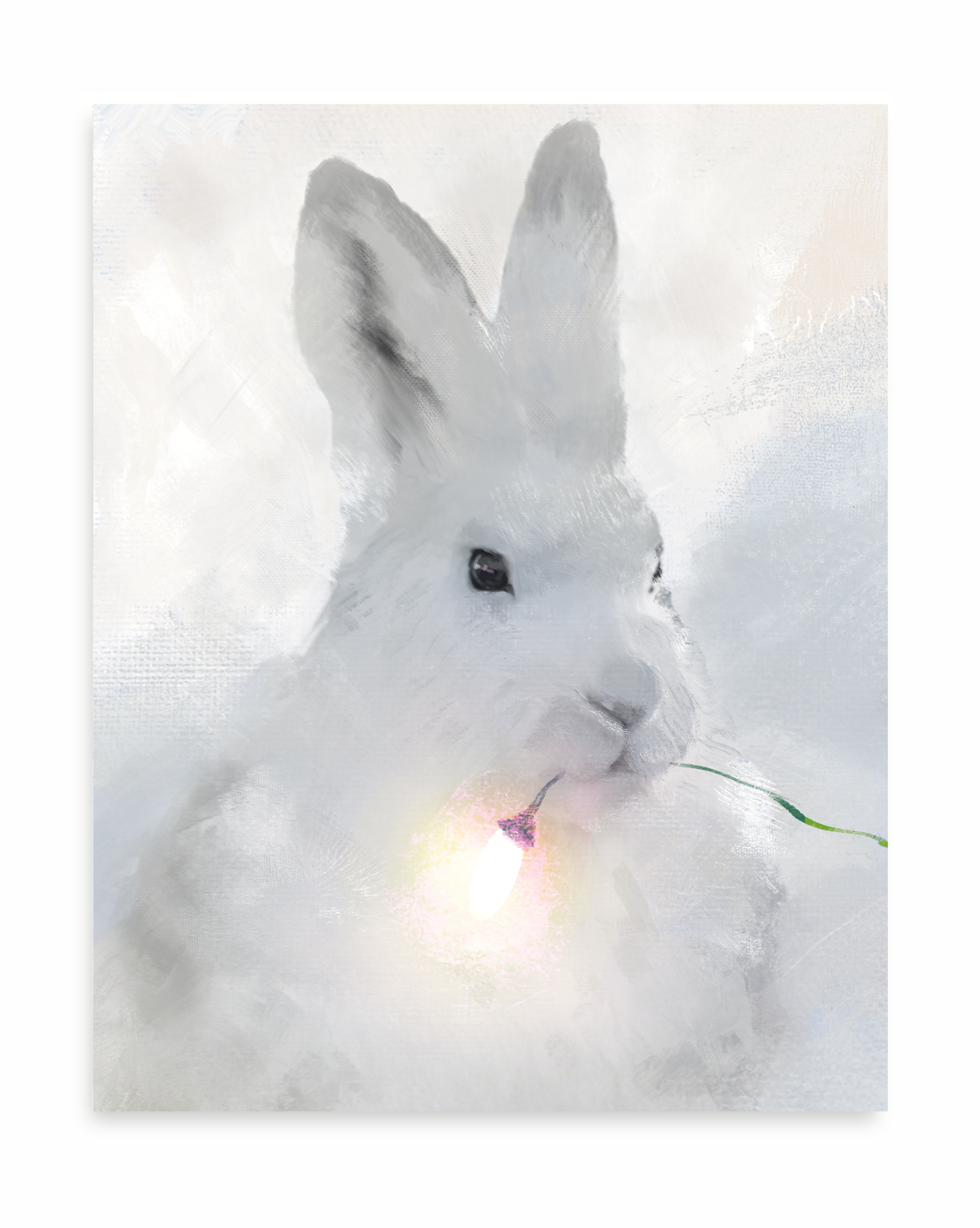 Holiday Snow Rabbit Art Print