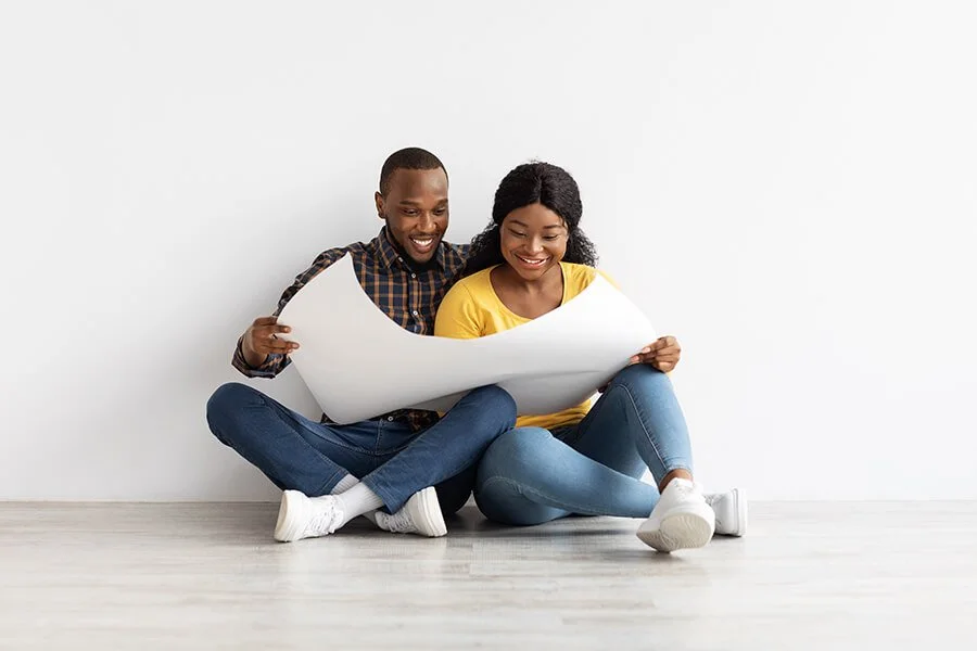 young couple planning a home renovation