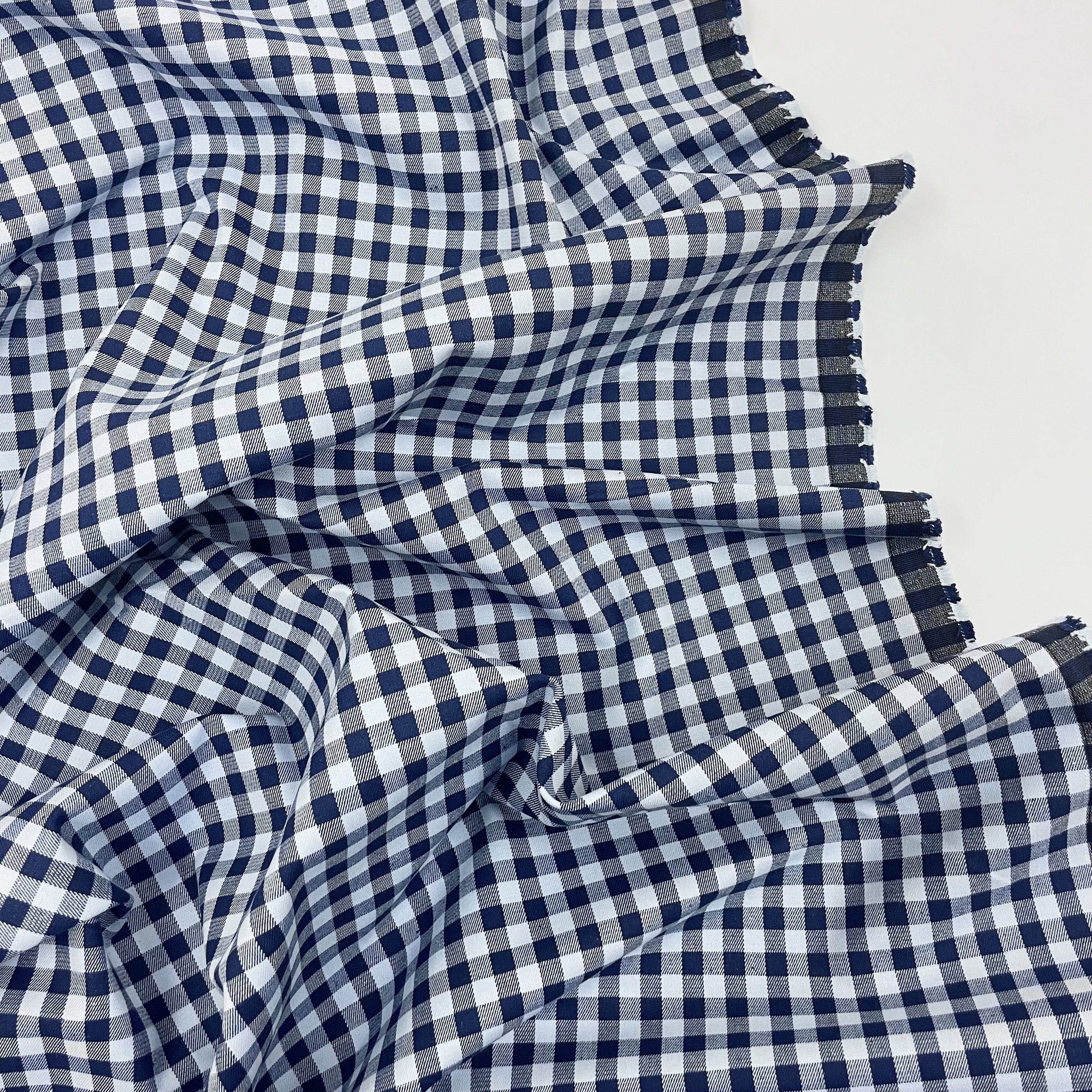 Hey Sew Sister - Marion - Monochrome Blue Gingham Print Stretch Cotton Denim Fabric 2.jpeg