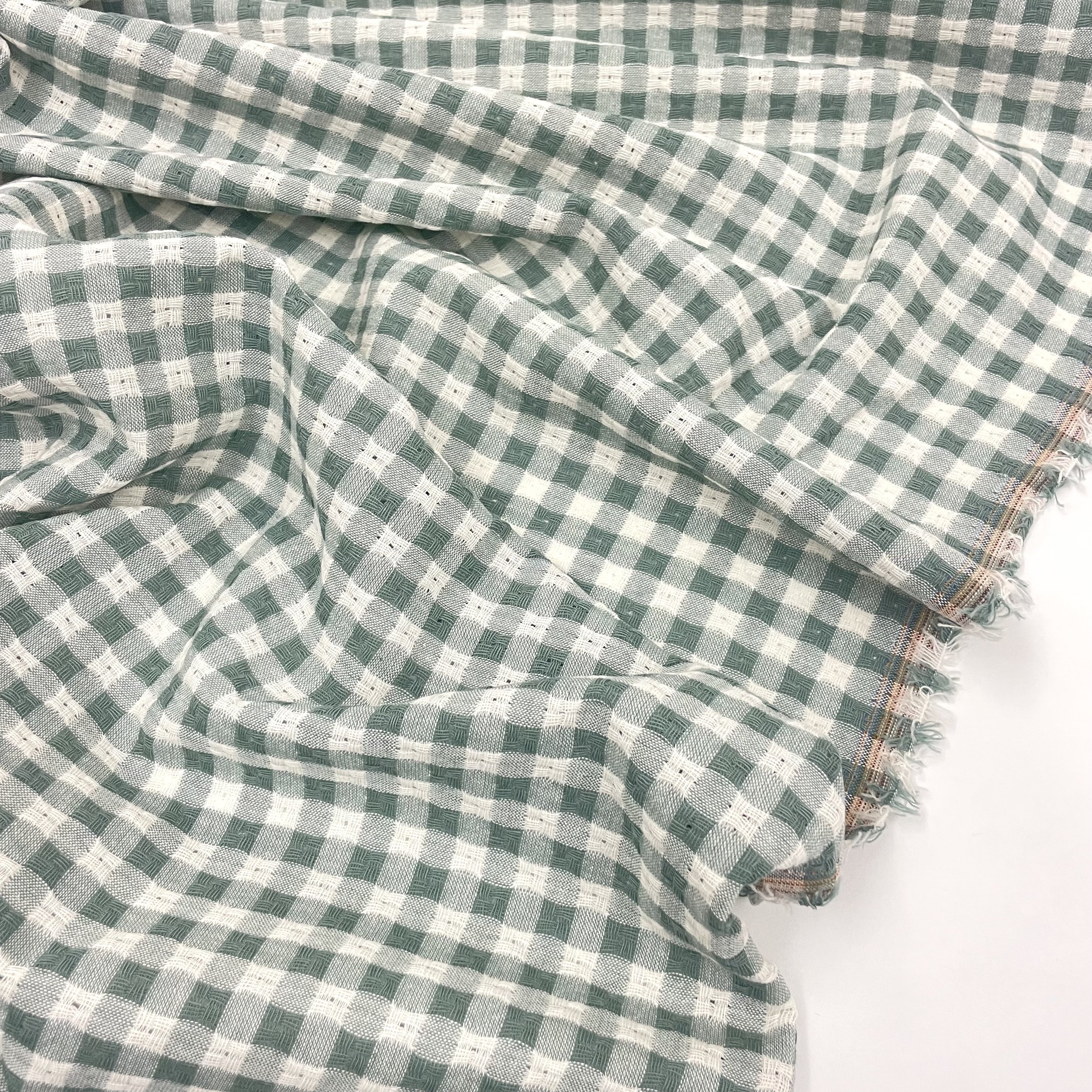 Phoebe - Loose Weave Textured Cotton Gingham - Sage Green 2.jpeg
