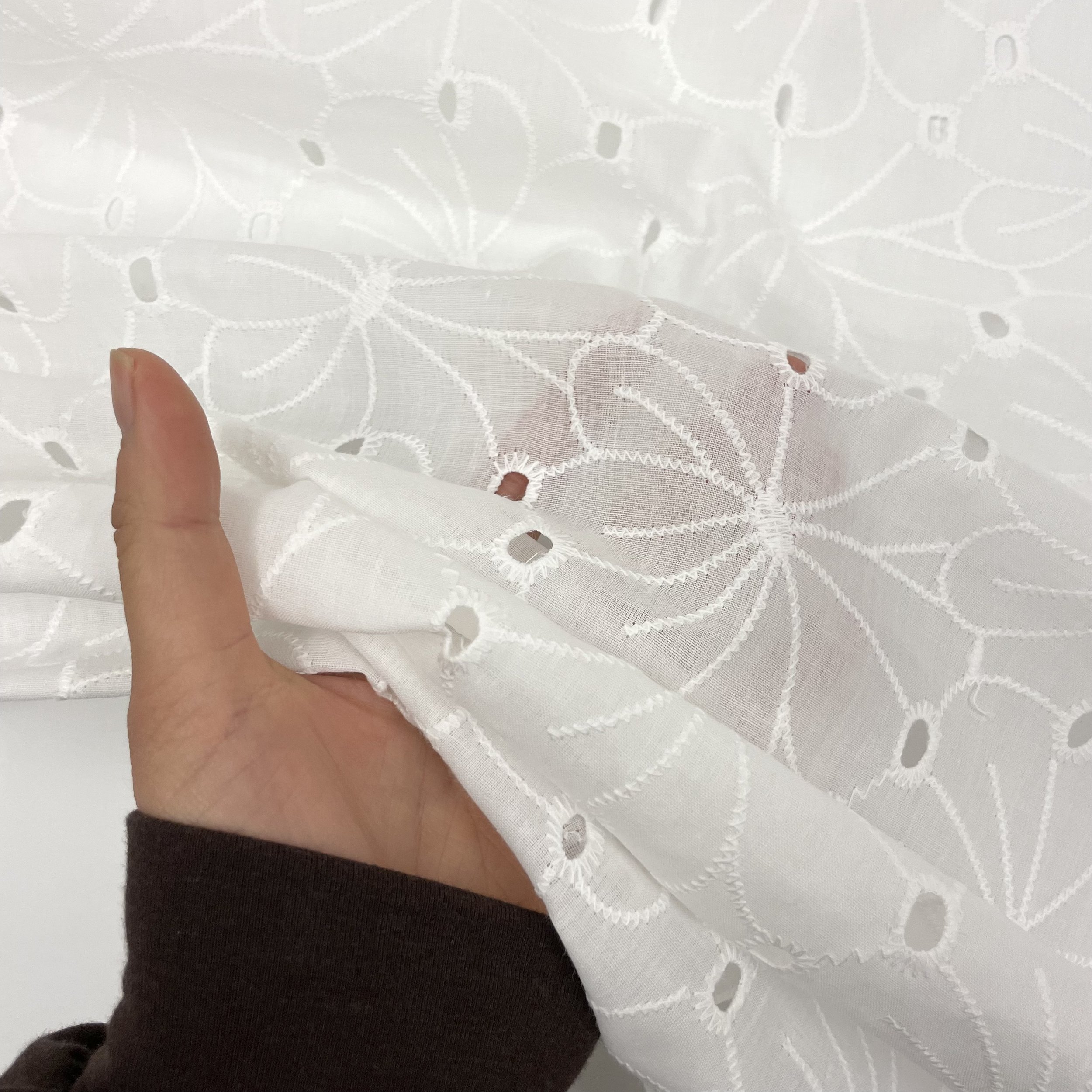 Hey Sew Sister - White Floral Embroidered Eyelet Cotton Fabric 5.jpeg