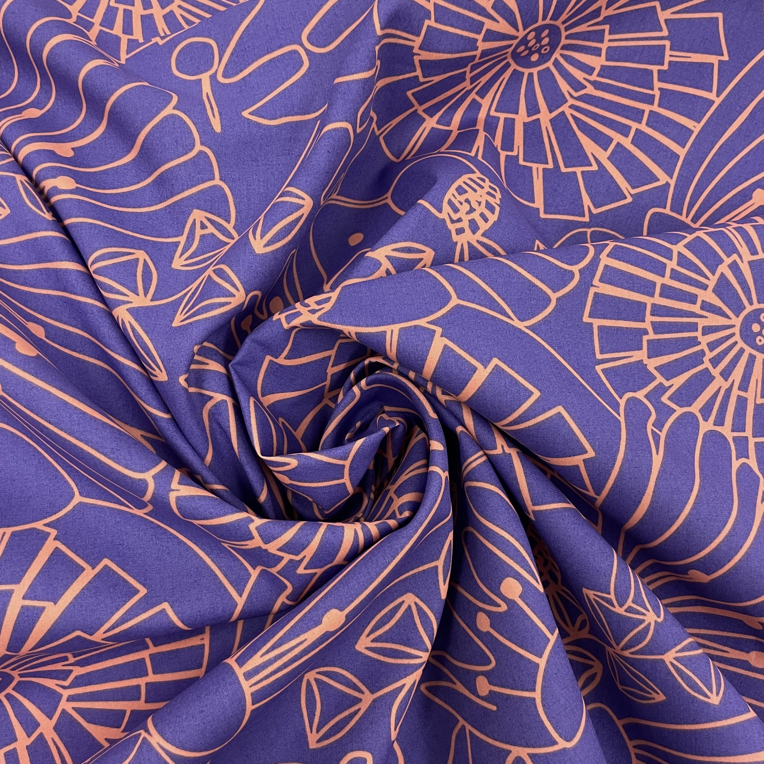 Hey Sew Sister - Nerida Hansen - Eden - Floral Line Drawn Printed Fine Cotton Poplin Fabric - Purple and Pink 3.jpeg