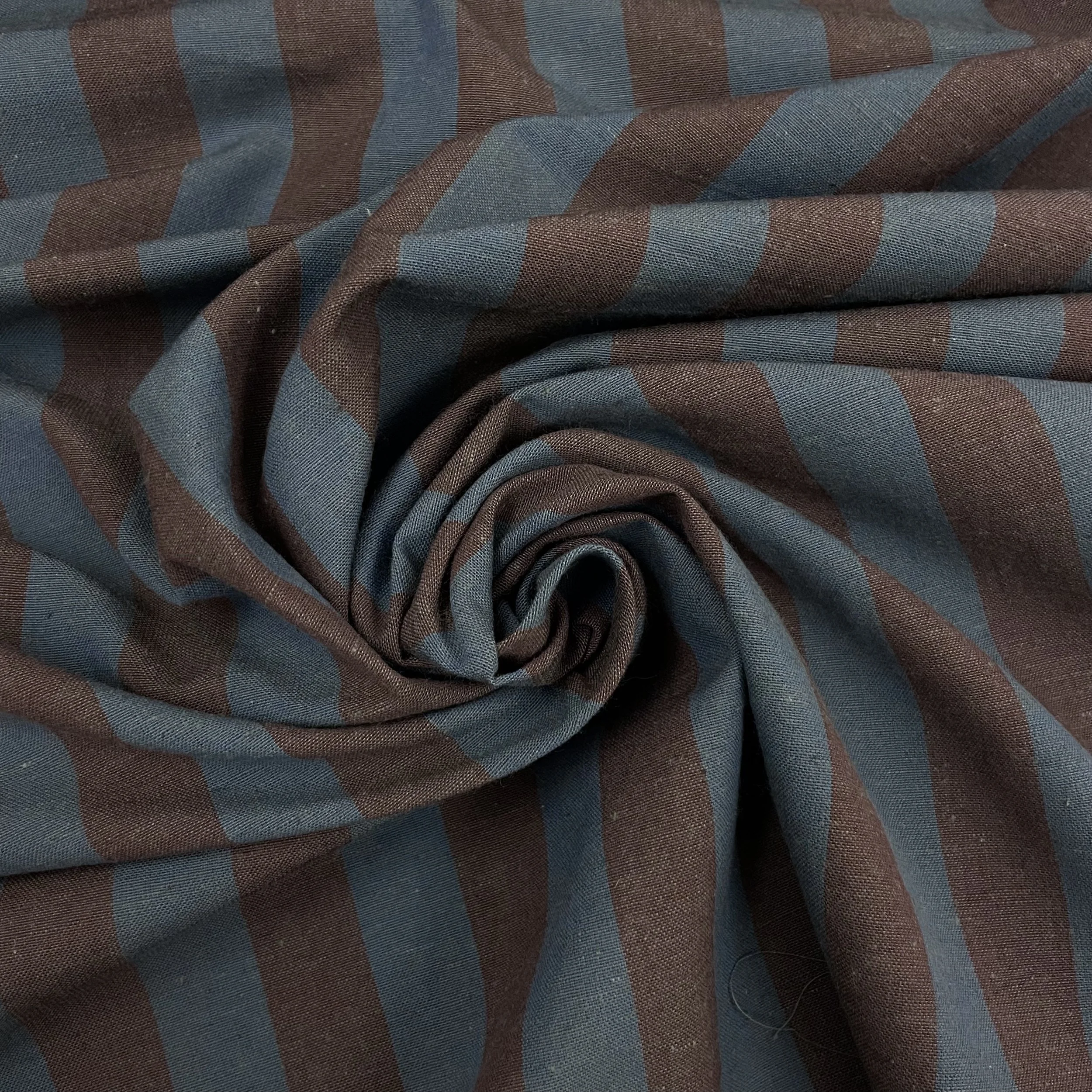 Hey Sew Sister - Merchant and Mills Workwear Brown and Blue Stripe Cotton Linen Fabric 3.jpeg