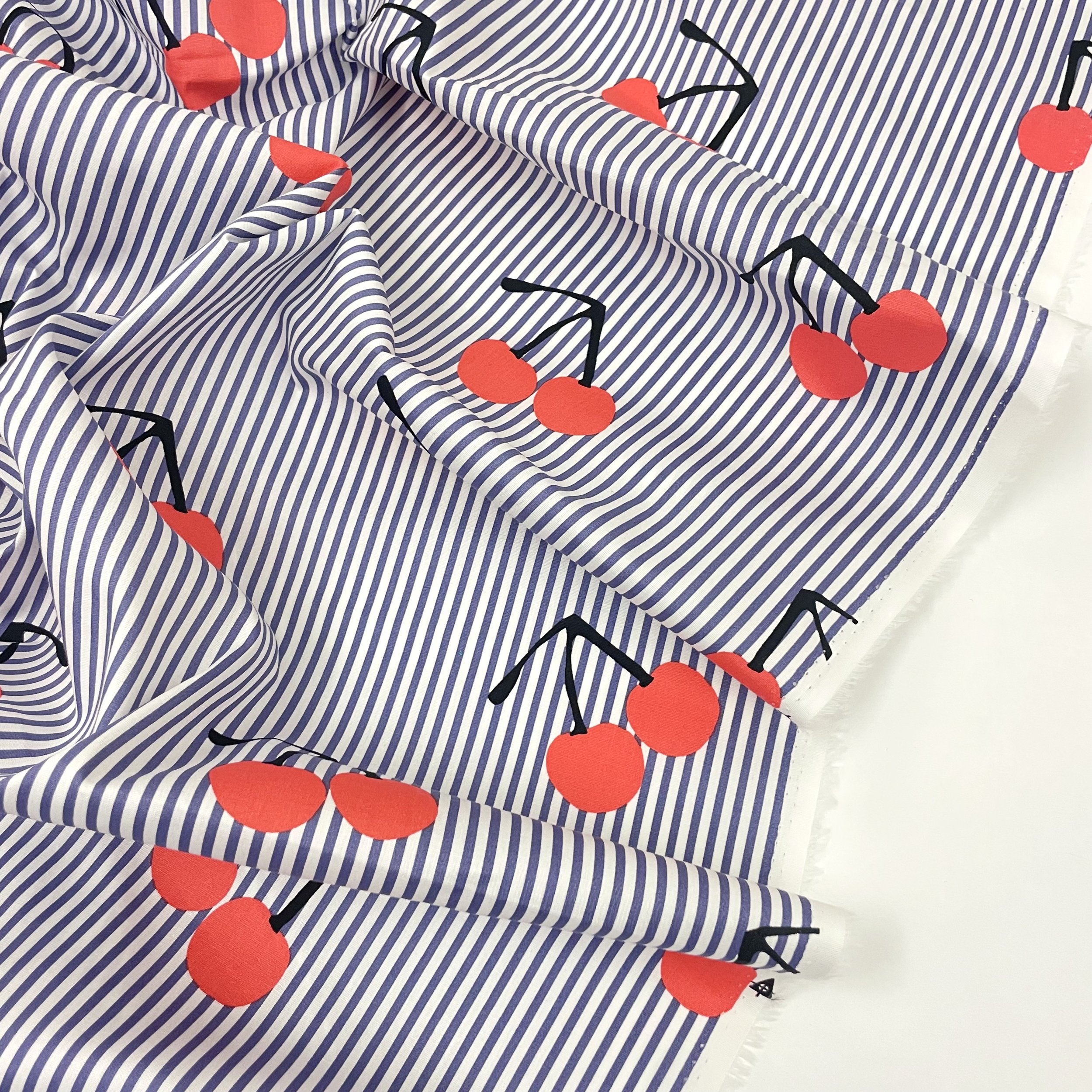 Hey Sew Sister - Cherry Stripe Print Stretch Cotton Fabric 2.jpeg