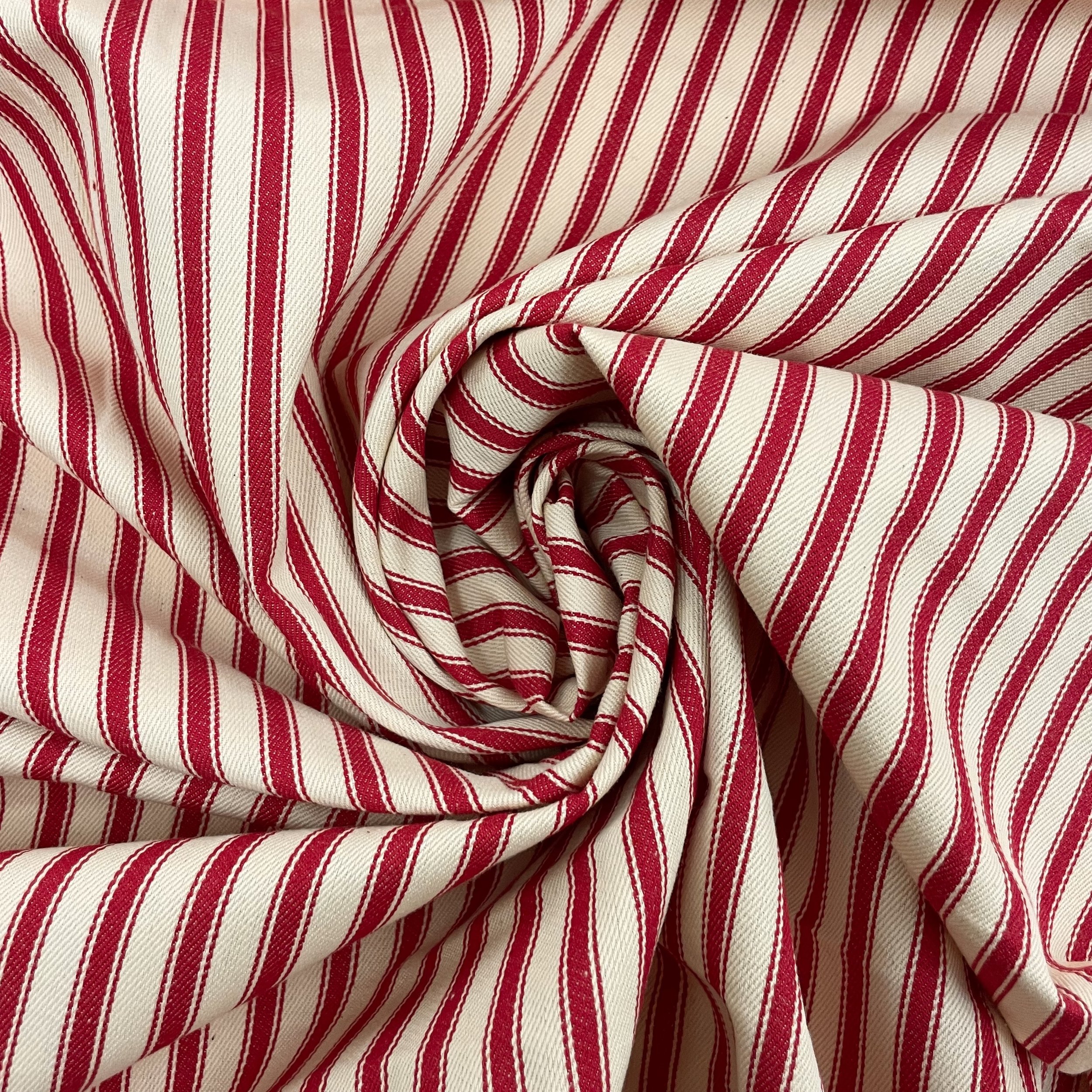Hey Sew Sister - Ticking Stripe Yarn Dyed Cotton Fabric - Rouge 3.jpeg