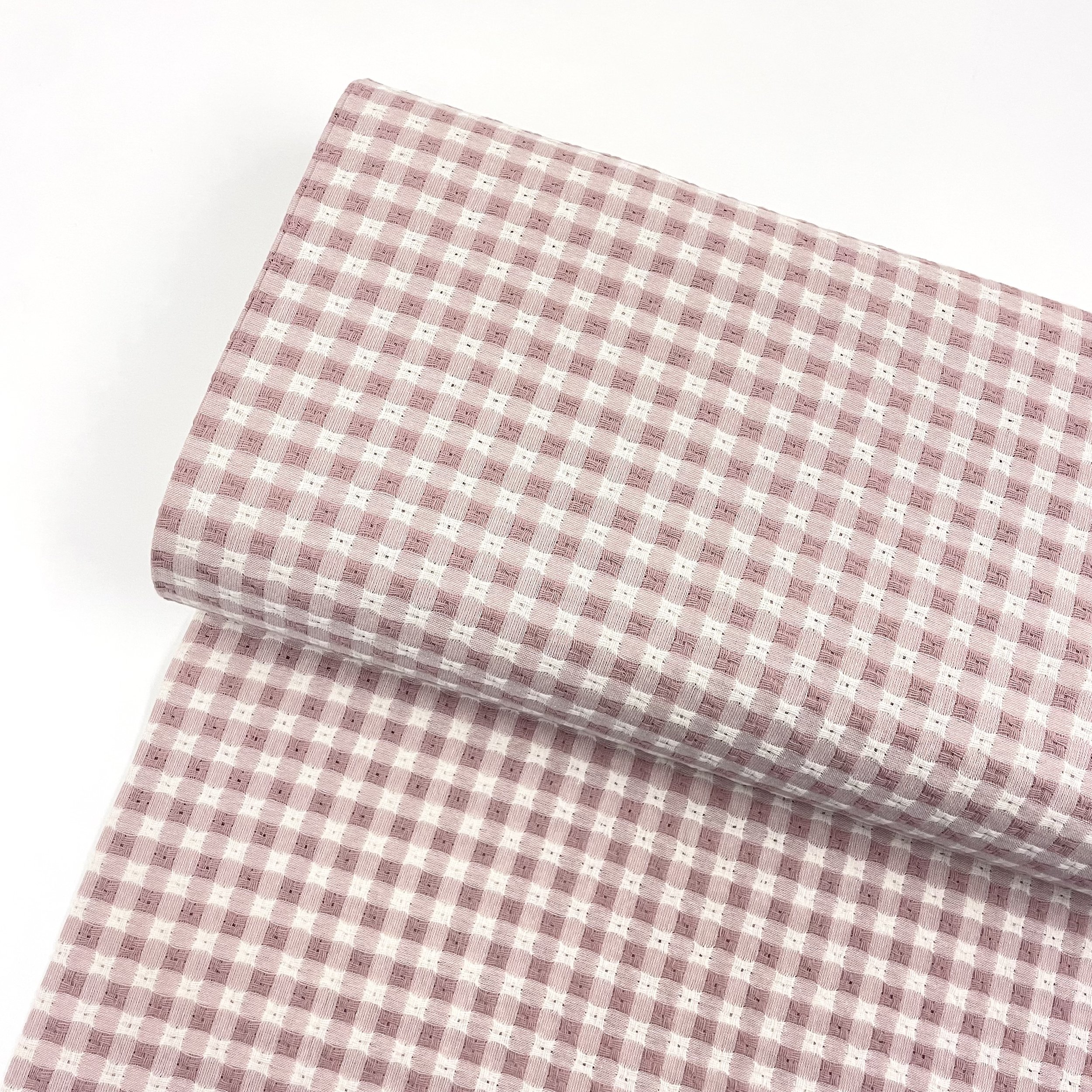 Phoebe - Loose Weave Textured Cotton Gingham - Pale Pink 1.jpeg