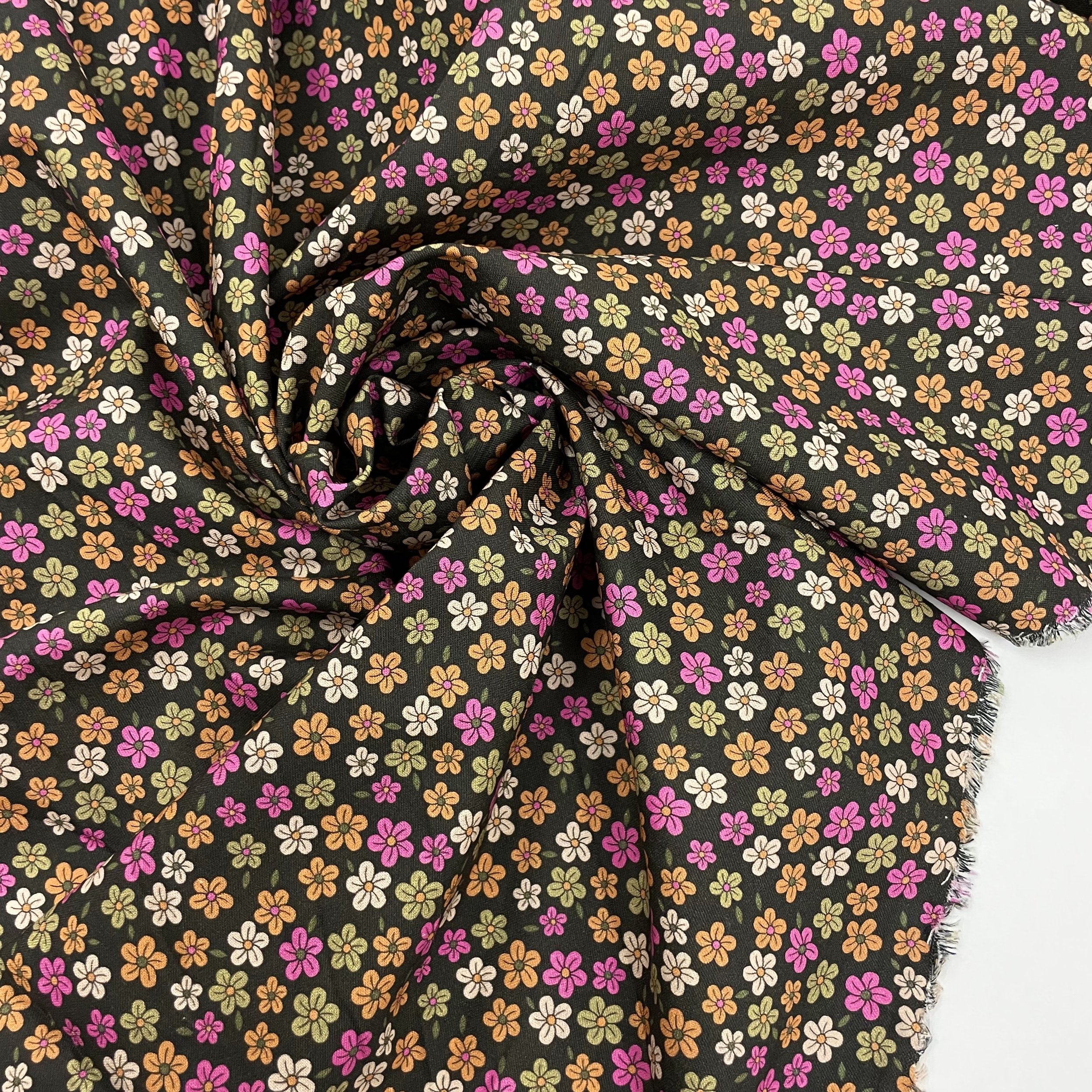 Hey Sew Sister - The Crafty Pie Autumn Winter Collection - Ditsy Floral Print Cotton Viscose Fabric - Vintage Floral Print fabric - Dark 3.jpeg