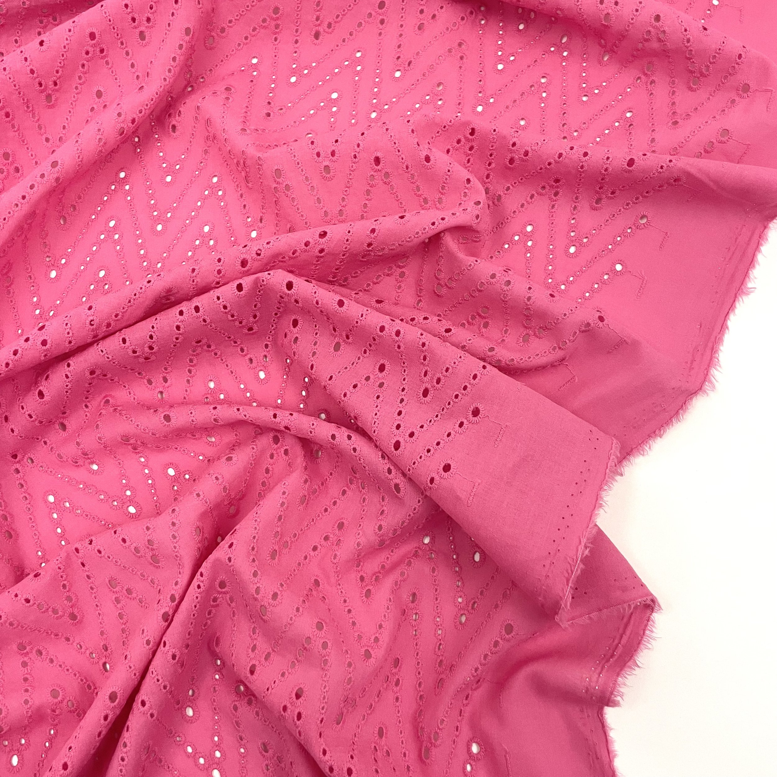 Hey Sew Sister - Chevron Eyelet Embroidered Cotton Fabric - Fuchsia 3.jpeg