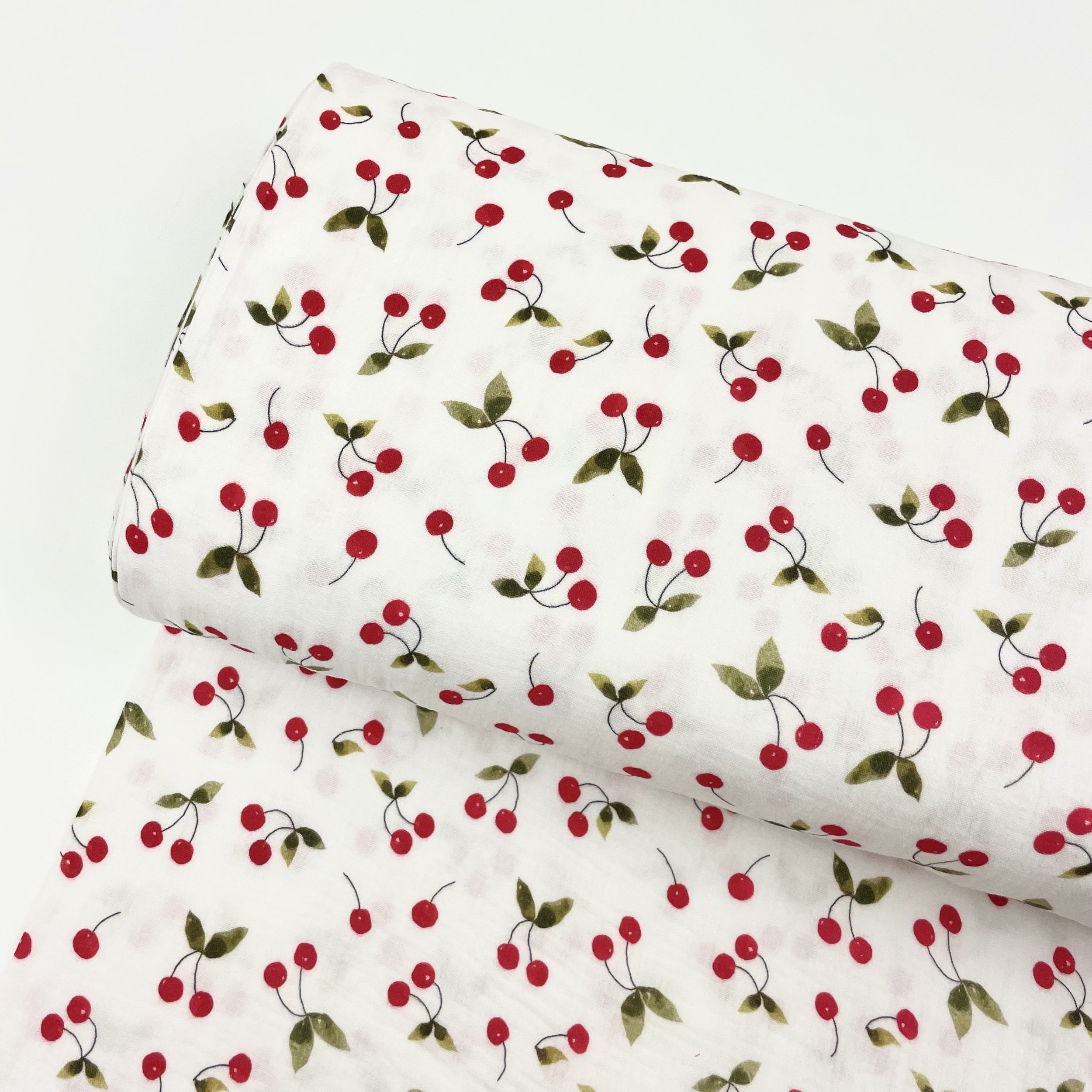 Hey Sew Sister - Painted Cherries Printed Cotton Double Gauze Fabric 1.jpeg