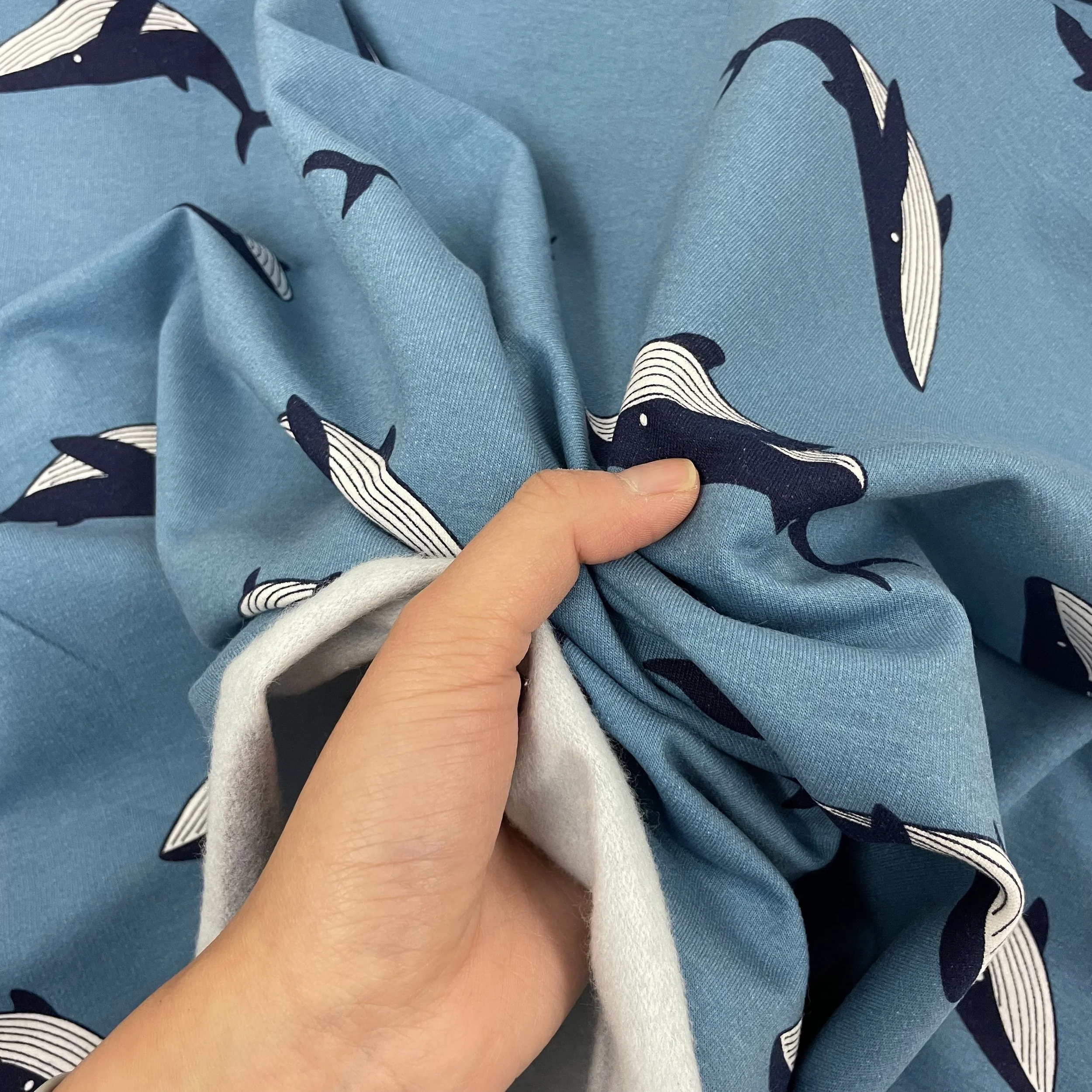 Whales Super Soft Cotton Sweatshirt Fabric — HEY SEW SISTER